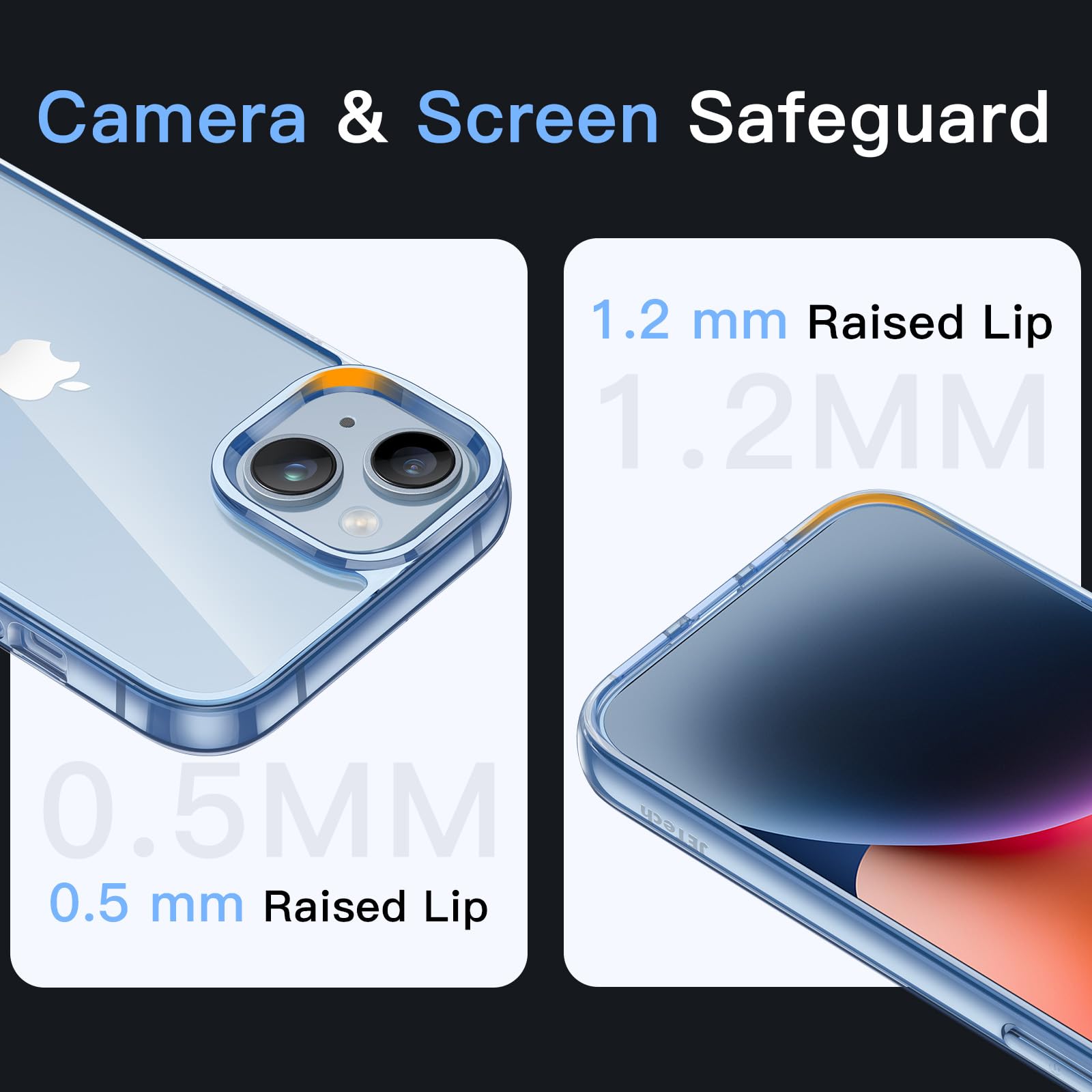 Jetech Case For Iphone 14 Plus 6.7 Inch, Non Yellowing Shockproof Phone Bumper Cover, Anti Scratch Clear Back (Sierra Blue)