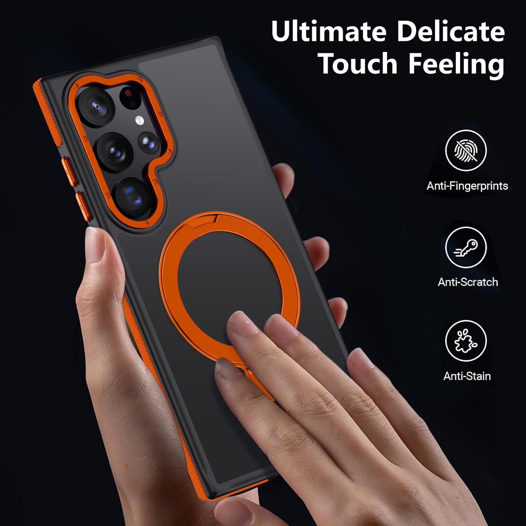 Mondelete For Samsung Galaxy S24 Ultra Case, Magnetic Adjustable Ring Stand [Fit For Magsafe], [Military-Grade Shockproof Protec