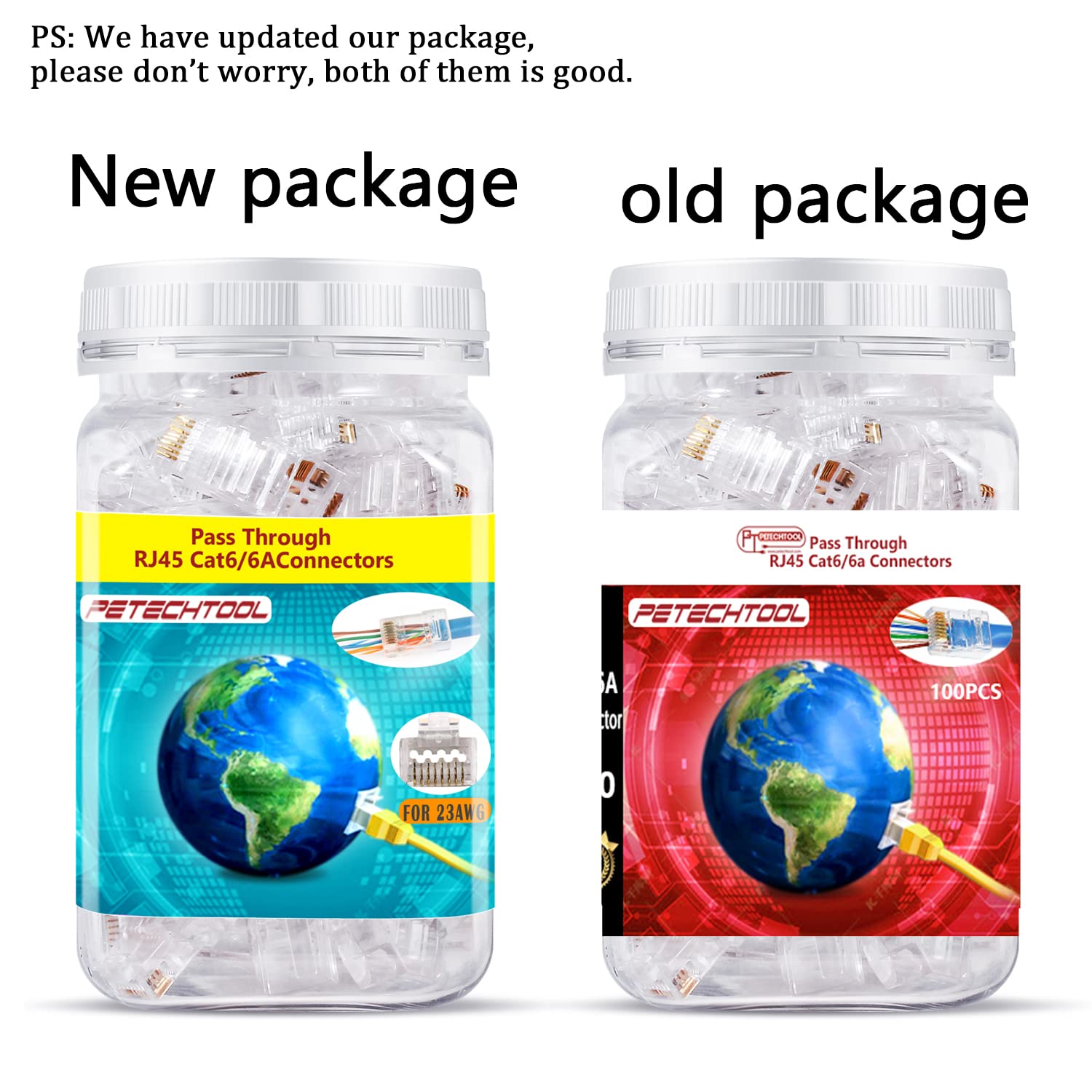 Rj45 23Awg Cat6A Cat6 Connector Gold Plated 8P8C Pass Through Ends Utp Network Plug For Unshielded Twisted Pair Solid Wire & Sta