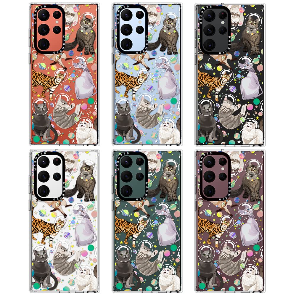 MOSNOVO Shockproof Phone Case Buffertech 6.6ft Drop for Samsung Galaxy S22 Ultra Space Cat Plastic