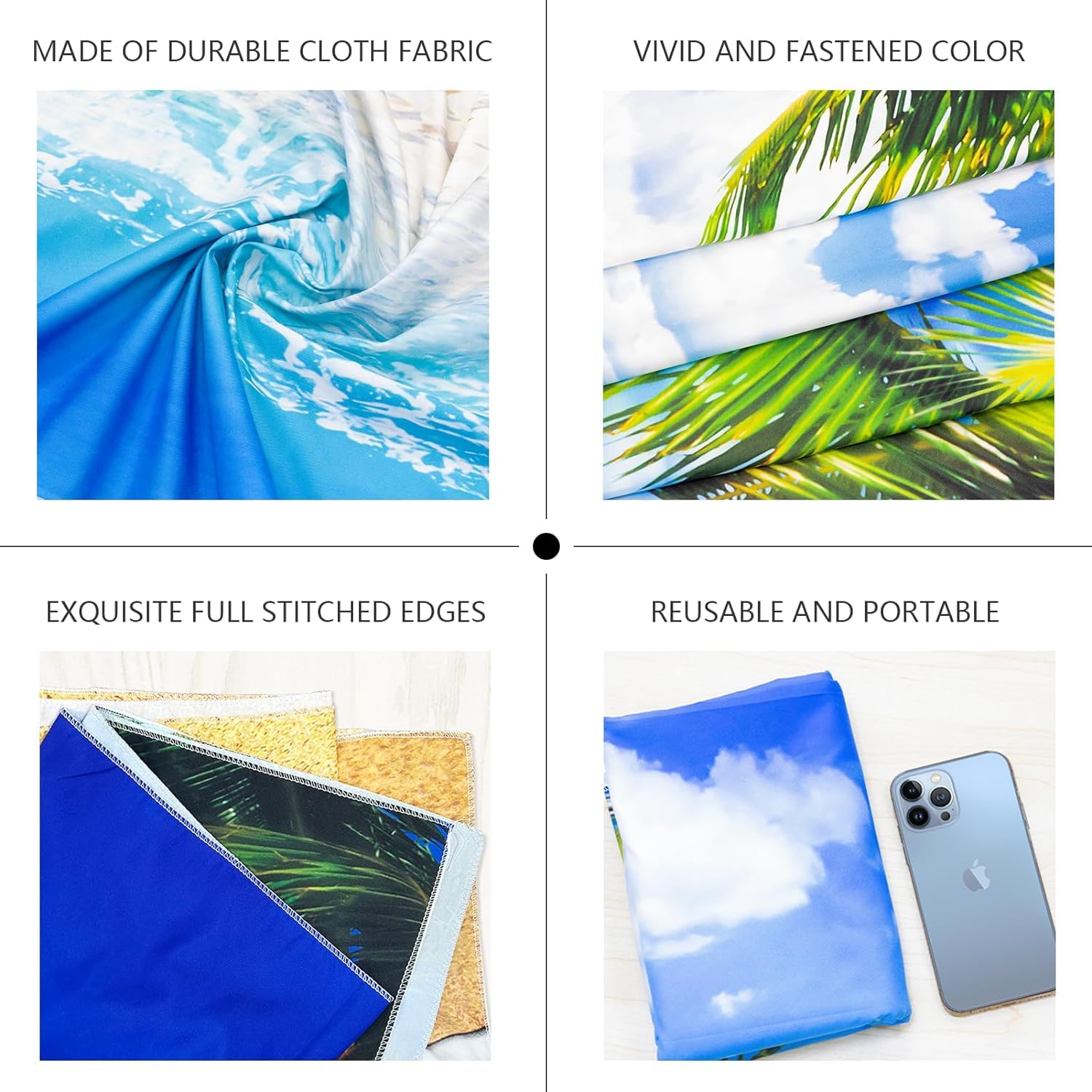 Humkat Hawaiian Beach Ocean Backdrop, 8X6Ft Cloth Fabric Summer Tropical Party Background For Indoor And Outdoor Decoration, Pal