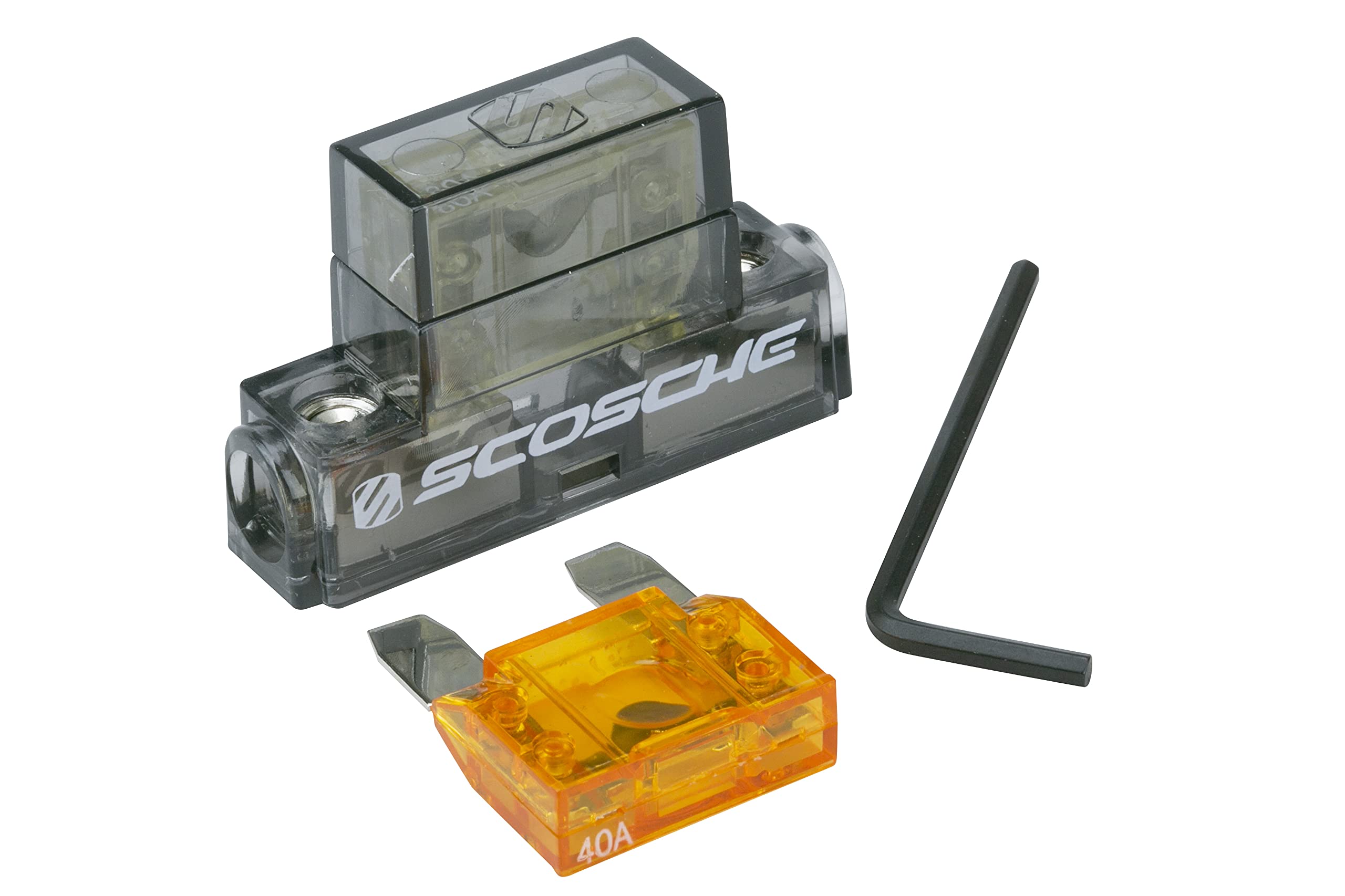 Scosche PMFHIKF in line Fuse Holder for 4 or 8 Gauge Power Wire. Includes 40 and 80 Amp Maxi Fuses