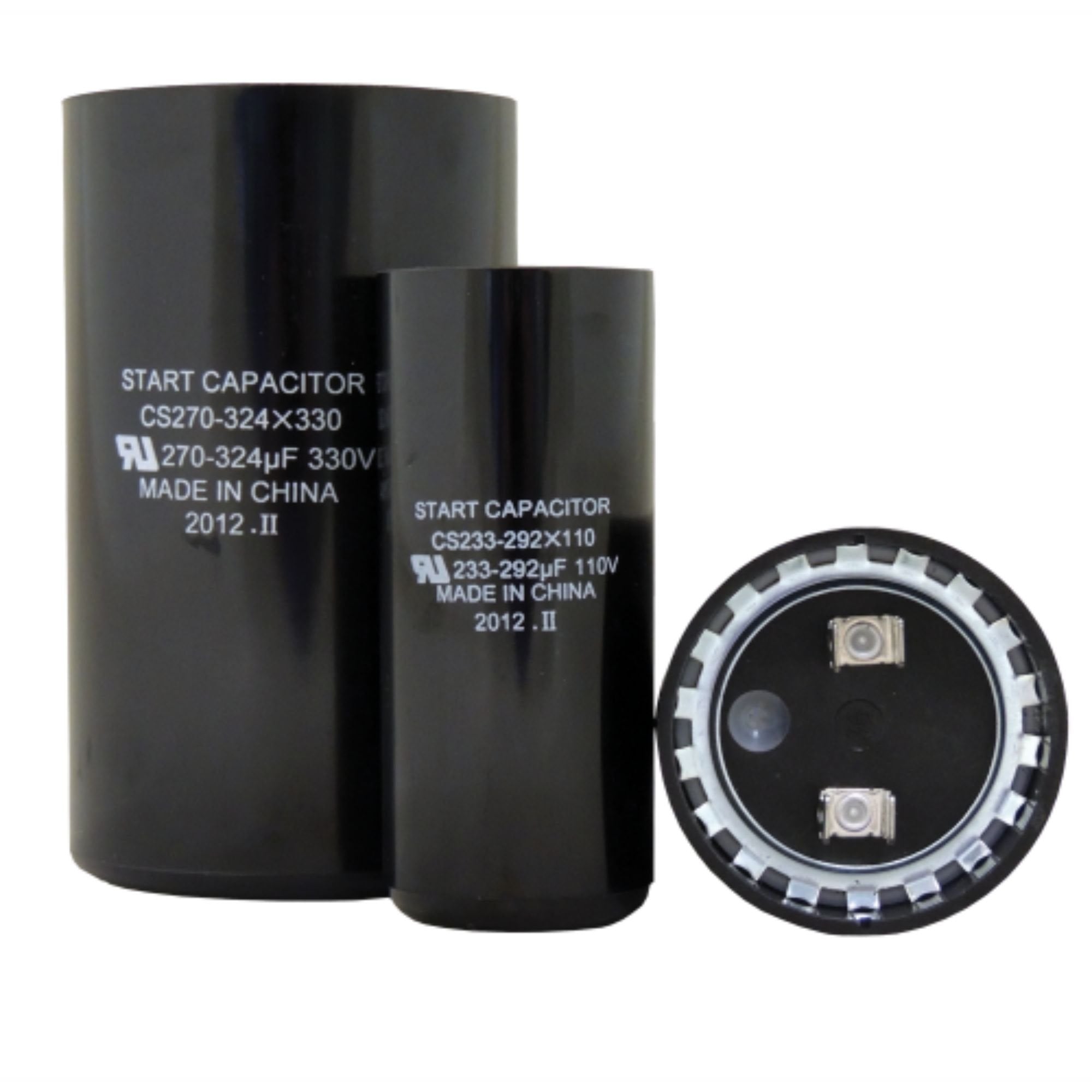 Start Capacitor, Round, 378440 Mfd., 110 Volt, CS378440X110