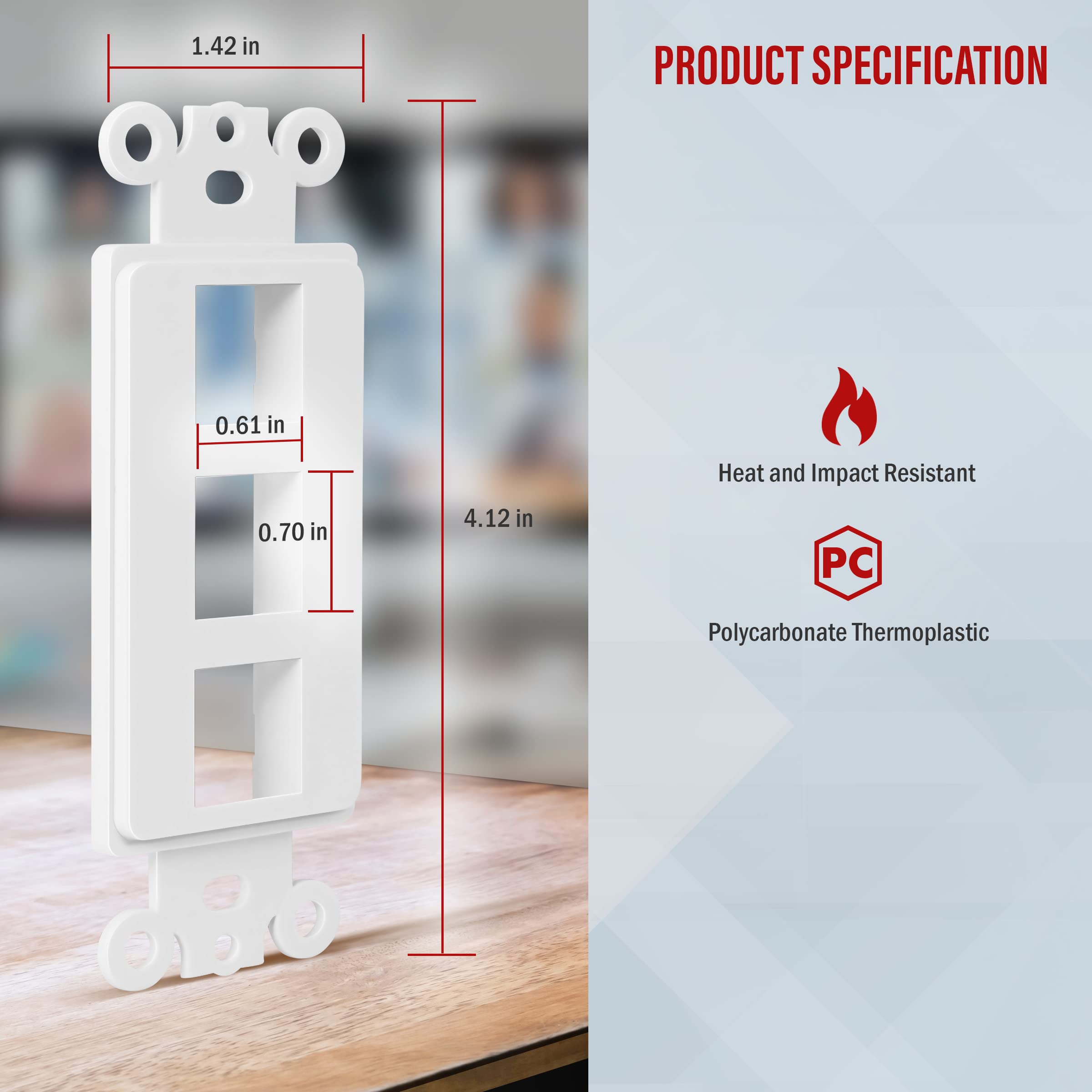 Enerlites 3 Port Keystone Rj45 Wall Plate Adapter, Multimedia Insert For Decorator Wall Plate, Cat7 Cat6 Cat5 Compatible, For Vo