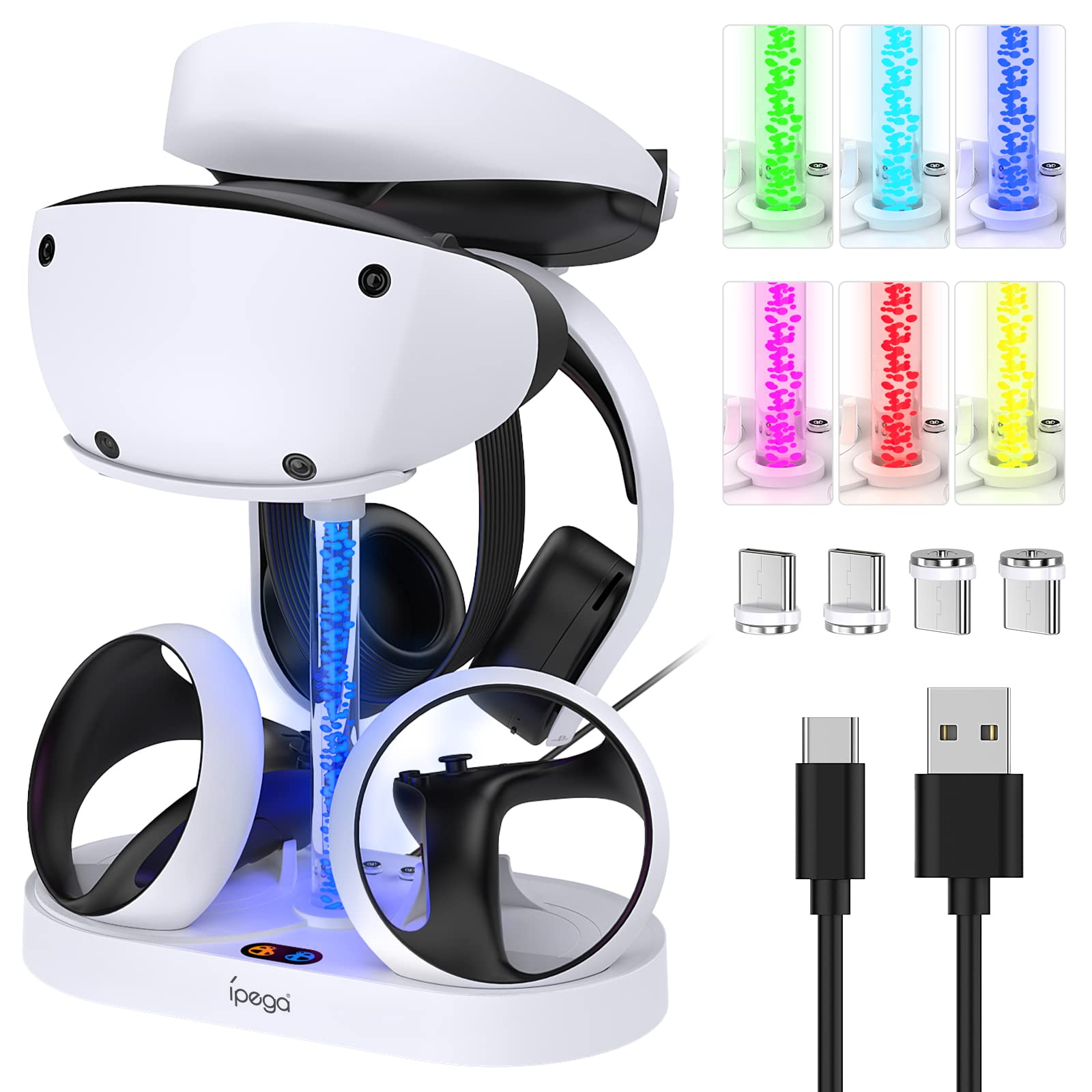 Charging Station For Ps Vr2 With Rgb Light, Gorixer Vertical Charging Stand Dock Support For Psvr2 Headset Display Accessories F