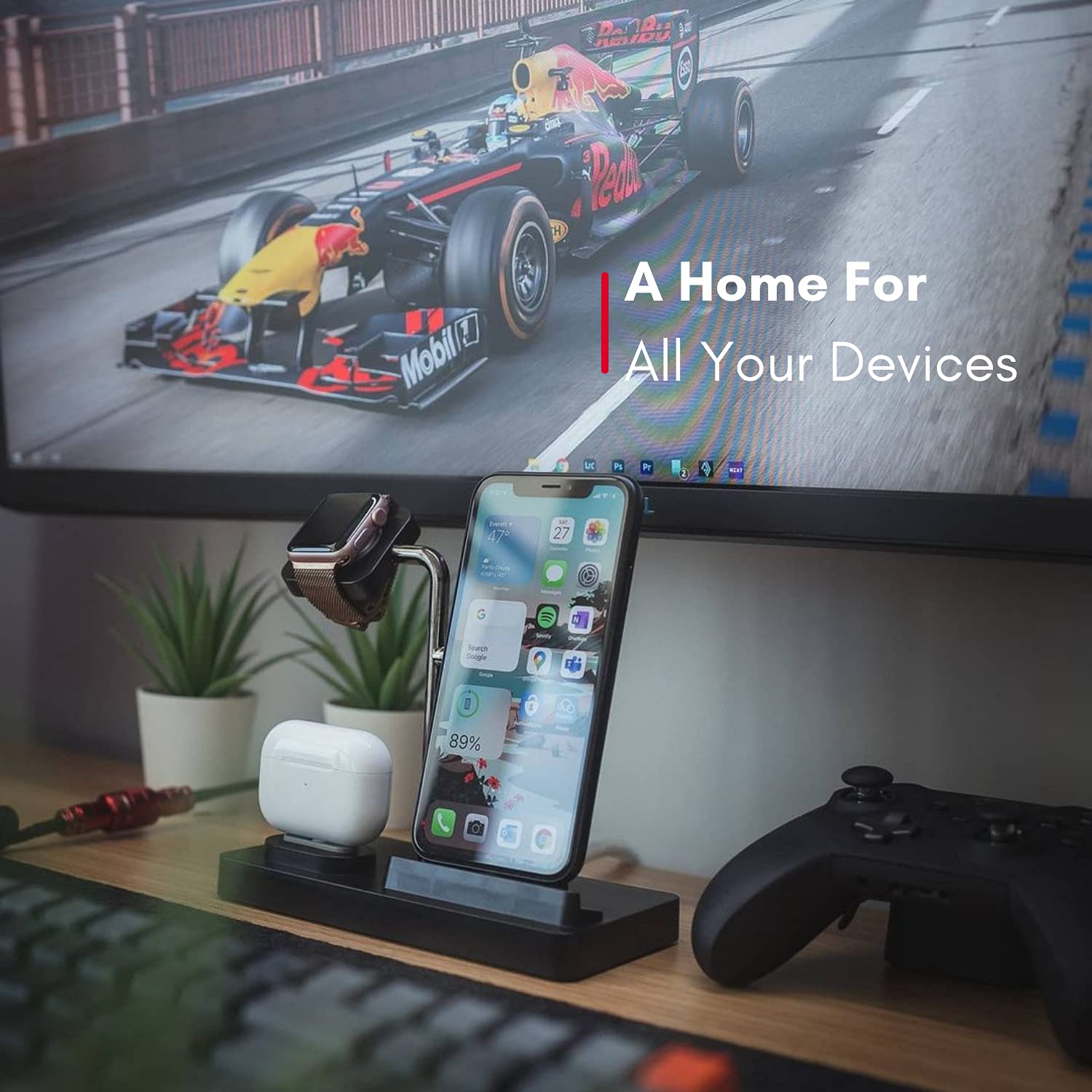 Macally Apple Charging Stand For Apple Watch And Iphone And Airpods   3 In 1 Apple Watch Holder Stand Charger, Dock Compatible W