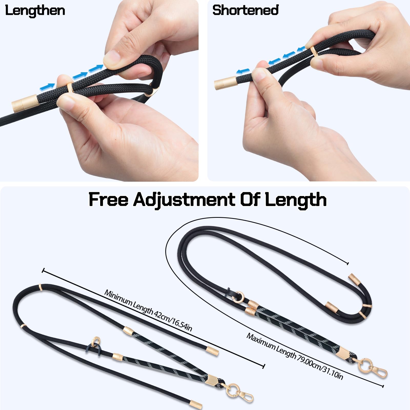 Yiflin 3-In-1 Two-Toned Phone Lanyard, Adjustable Crossbody Phone Strap With Phone Tether Tab, Versatile Anti-Theft Neck & Wrist