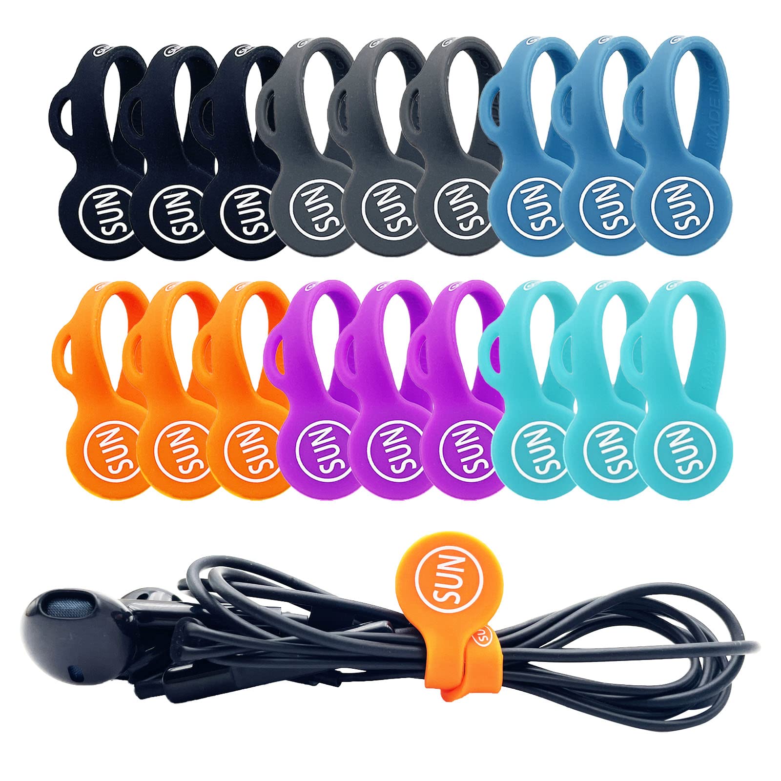 Sunficon 18 Pack Magnetic Cable Clips Cable Organizers Earbuds Cords Winder Bookmark Clips Whiteboard Noticeboard Fridge Magnets