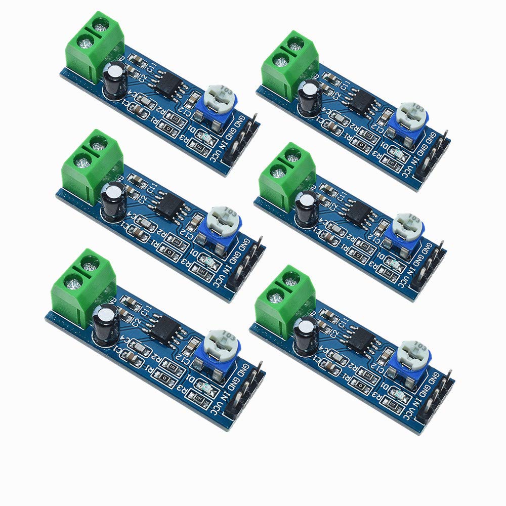 Qebidum 6Pcs Audio Power Amplifier Module, Amplifier Board, Mini Lm386 200 Times Gain 10K Solo Mono Amp Circuit Mini Guitar Amps