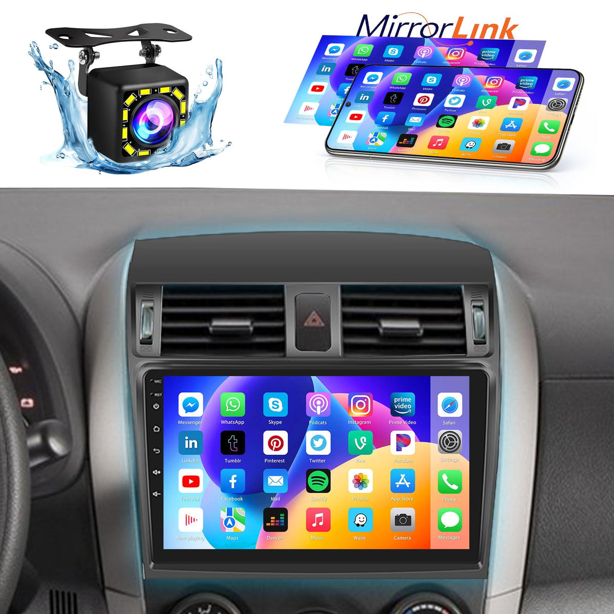 Roinvou For Toyota Corolla 2009 2013 Android Car Radio Stereo, 9 Inch Capacitive Hd Touch Screen Mirror Link Gps Navigation Head