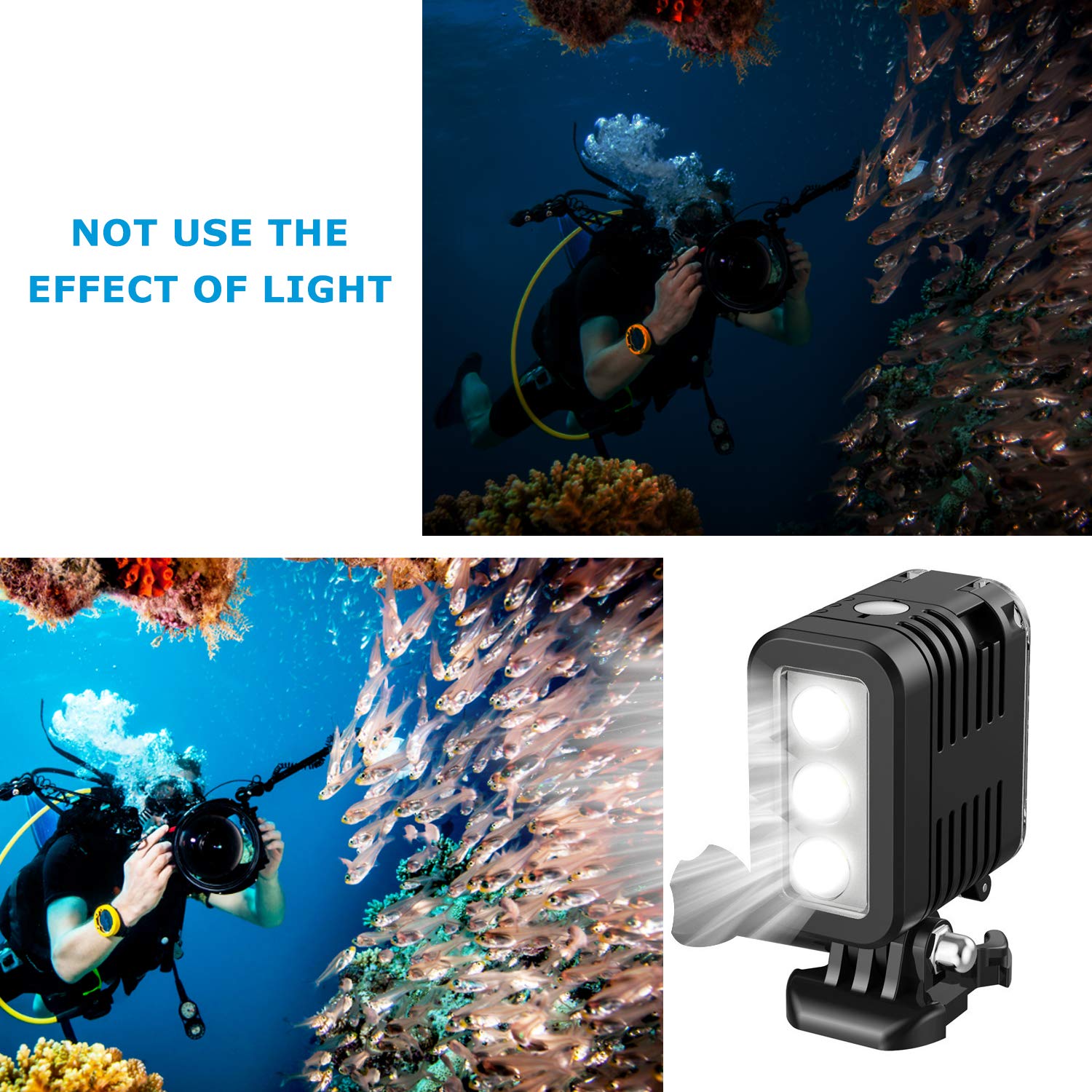 Hongdak Waterproof Dive Light For Gopro Underwater 147Ft(45M) Photography Accessories For Gopro Hero 12 11Mini 11 10 9 8 7 6 5 4