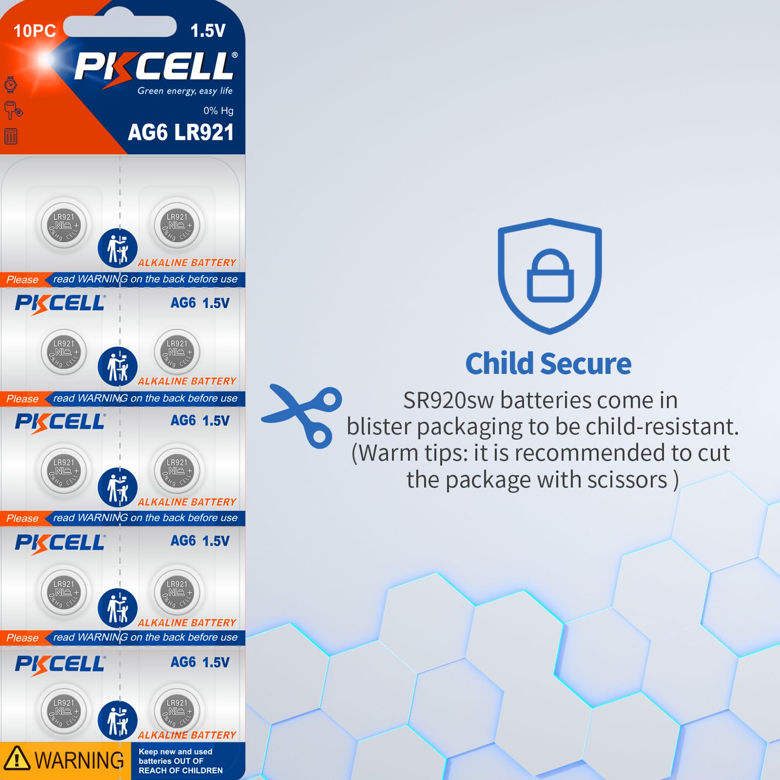 Pkcell 30Pcs Sr920Sw 371 370 Lr921 Ag6 Alkaline Watch Battery (30 Count(Pack Of 1))