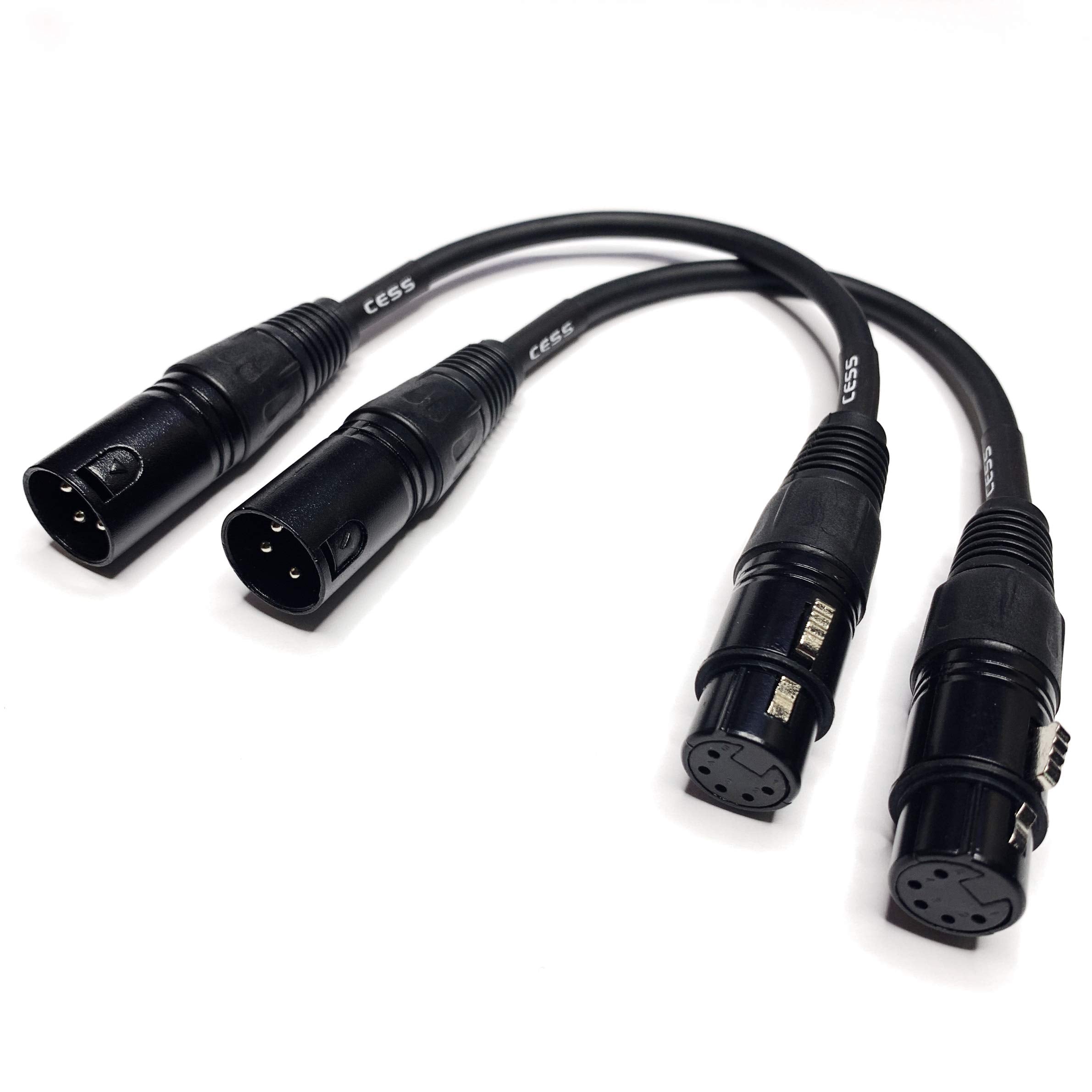 Cess 008 Xlr 3 Pin Male To Xlr 5 Pin Female Adapter Cable, Balanced Xlr3M To Xlr5F Signal Converter, 6 Inch Wire Length, 2 Pack