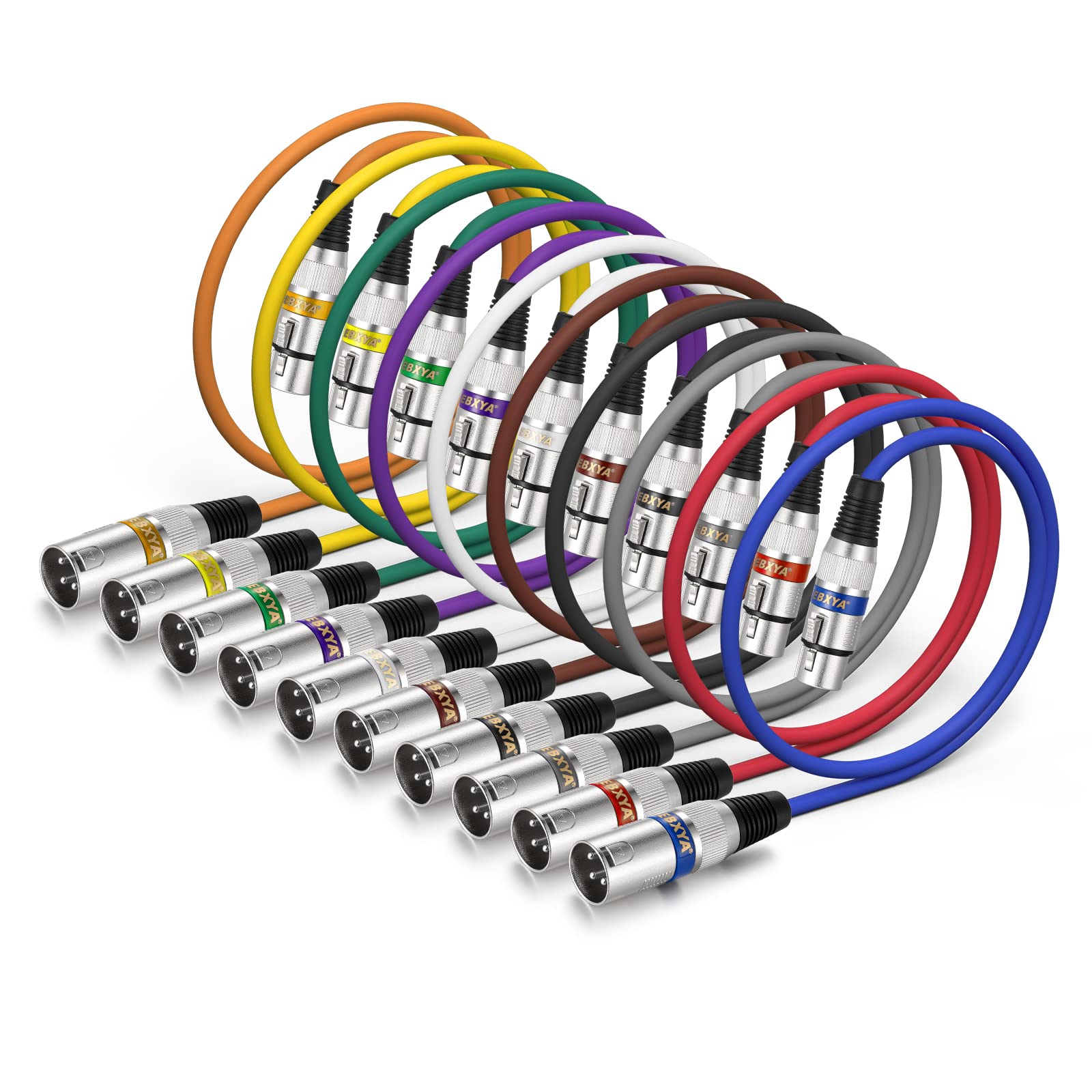Ebxya Xlr Cable 2Ft 10 Pack 3 Pins Balanced Xlr Microphone Cable Male To Female Suitable For Audio Mixer, Speaker Systems, Radio