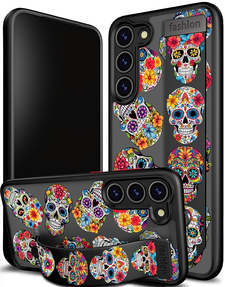 Cisland Galaxy S23 Case Cute With Strap Stand Finger Kickstand, Designer Silicone Cover For Women Girls Compatible With Samsung 