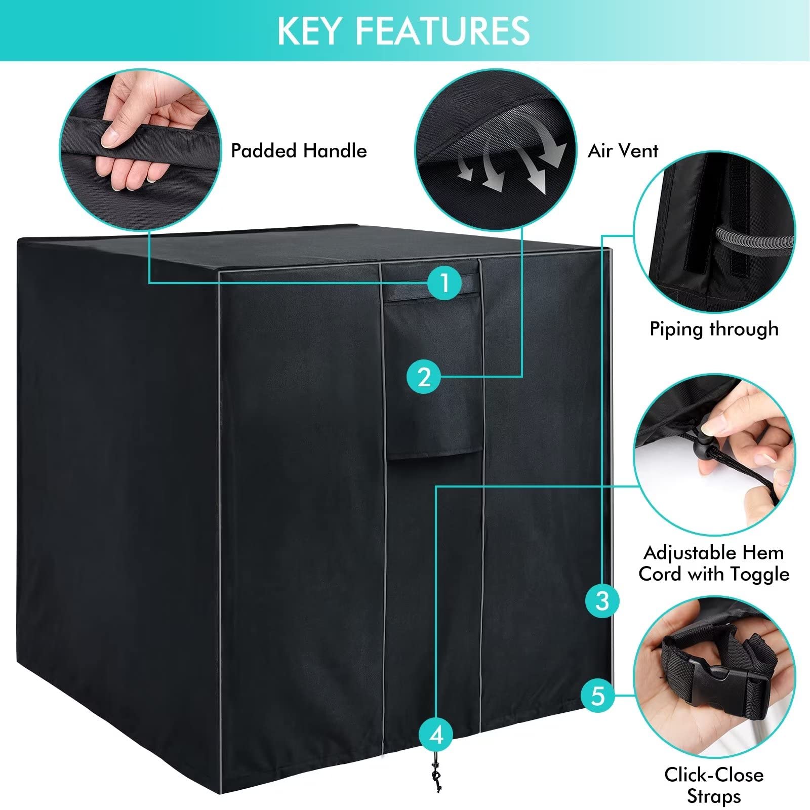 Wleafj Air Conditioner Cover For Outside Units, Heavy Duty Ac Unit Cover Outdoor For Winter Fits Up To 32 X 32 X 36 Inches