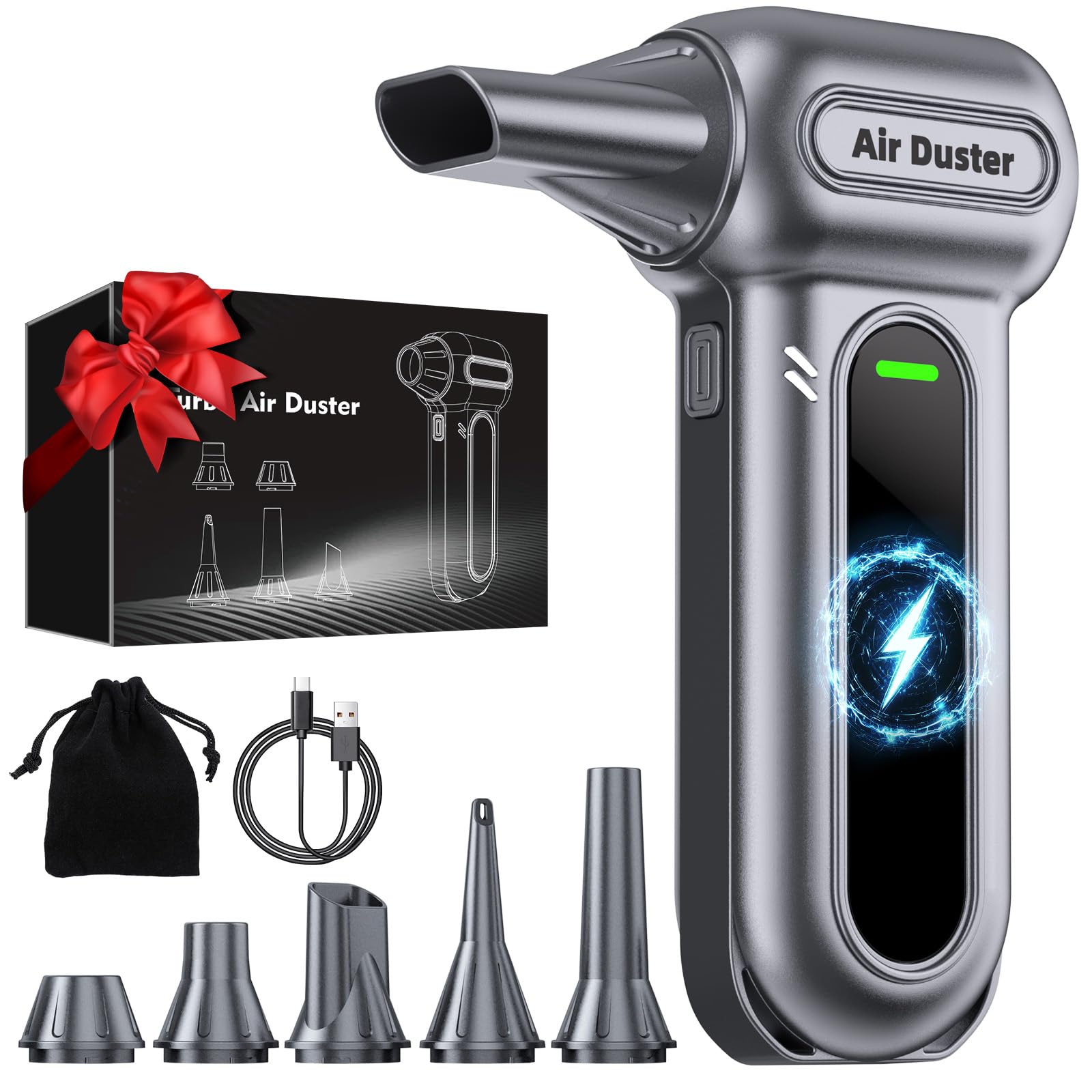 Electric Air Duster Cleaning Tools -180000RPM Super Power Cordless Air Duster, Rechargeable Brushless Motor Durable Blower, 4-Ge