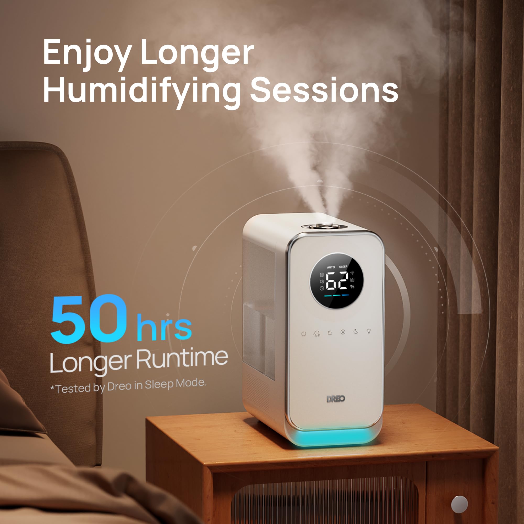 Dreo Humidifiers For Bedroom Home, Top Filled Smart Quiet Cool Mist Humidifiers For Large Room, Oil Diffuser & Nightlight For Ba
