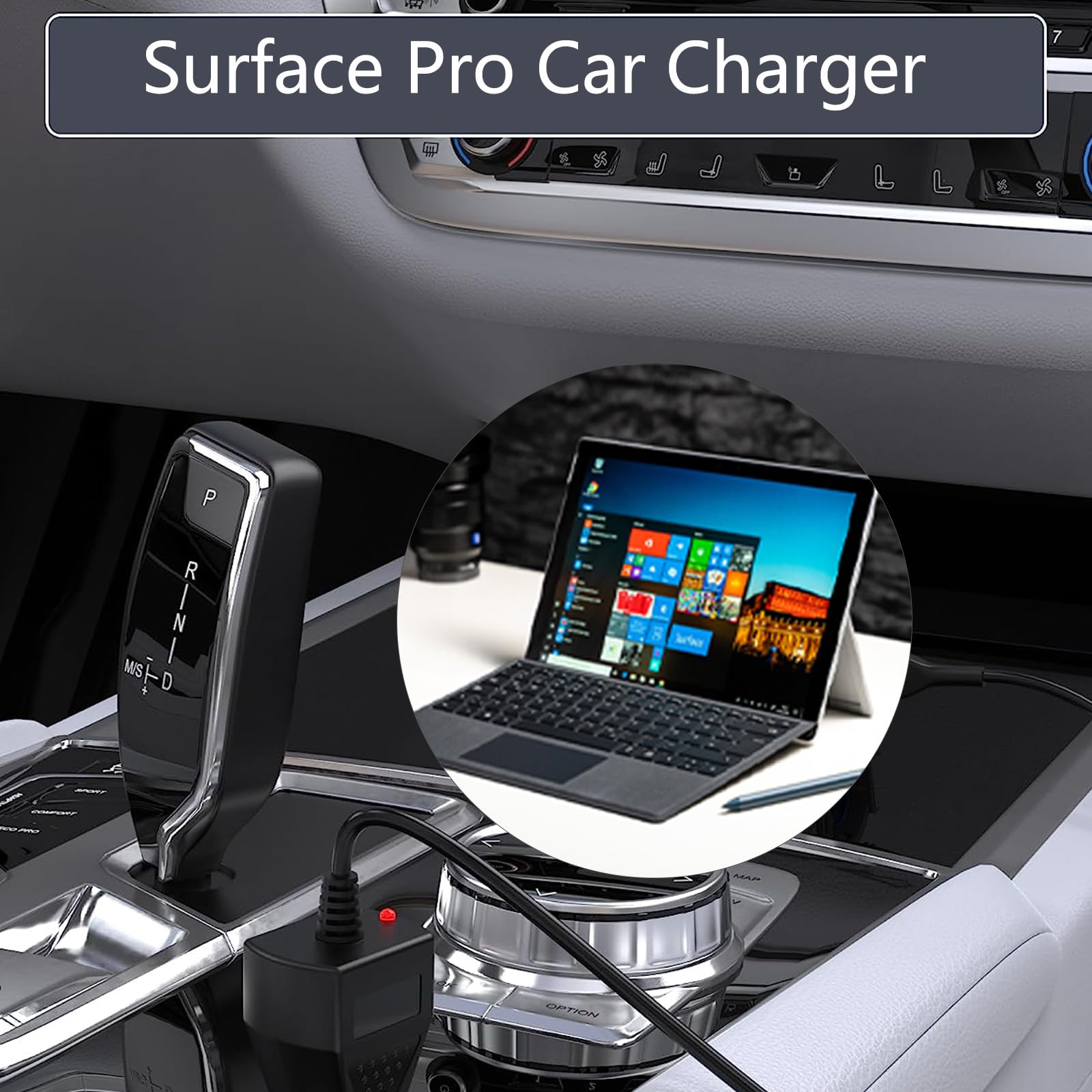 Surface Pro Car Charger 15V2.58A Surface Car Adapter For Microsoft Surface Pro 3/Pro 4/Pro 5/Pro 6/ Pro 7/Pro X Tablet, Surface Book, Surface Go, Surface Laptop ?4.9Ft?