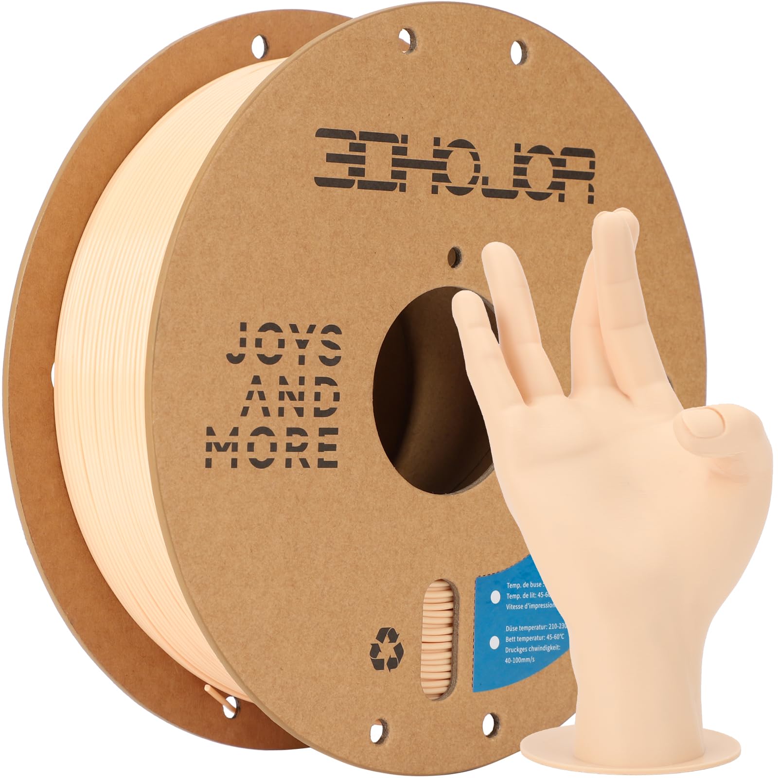 3DHoJor PLA Pro (PLA+) Filament 1.75mm, 3D Printer Filament, Cardboard Spool, +/- 0.03mm Accuracy, Beige, 1kg