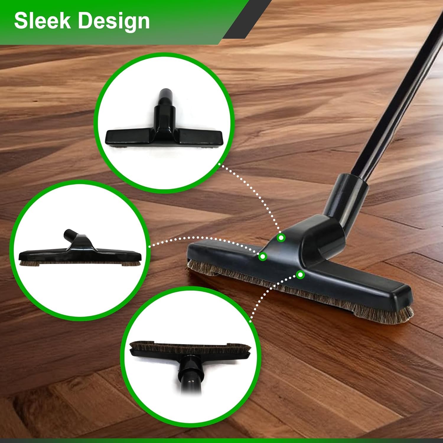 Selgo Hardwood Universal Vacuum Cleaner Floor Brush 1  Inch (32Mm) Inner Diameter With Horse Hair Soft Bristles 10    Wide (Blac