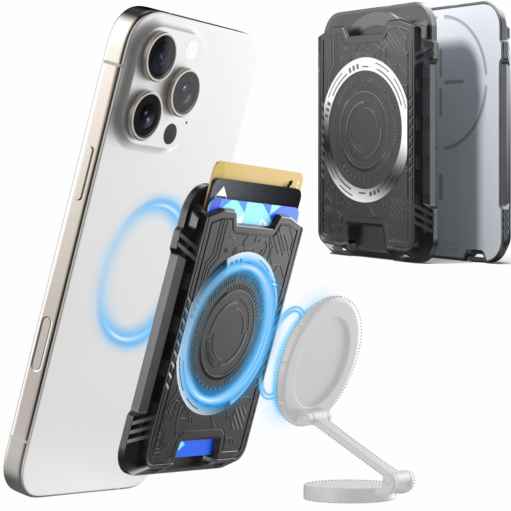 wenew for MagSafe Wallet with Stackable Design, 3-Card Holder Magnetic Wallet for iPhone, Heavy Duty Hard Shell, 3,200 g Magneti