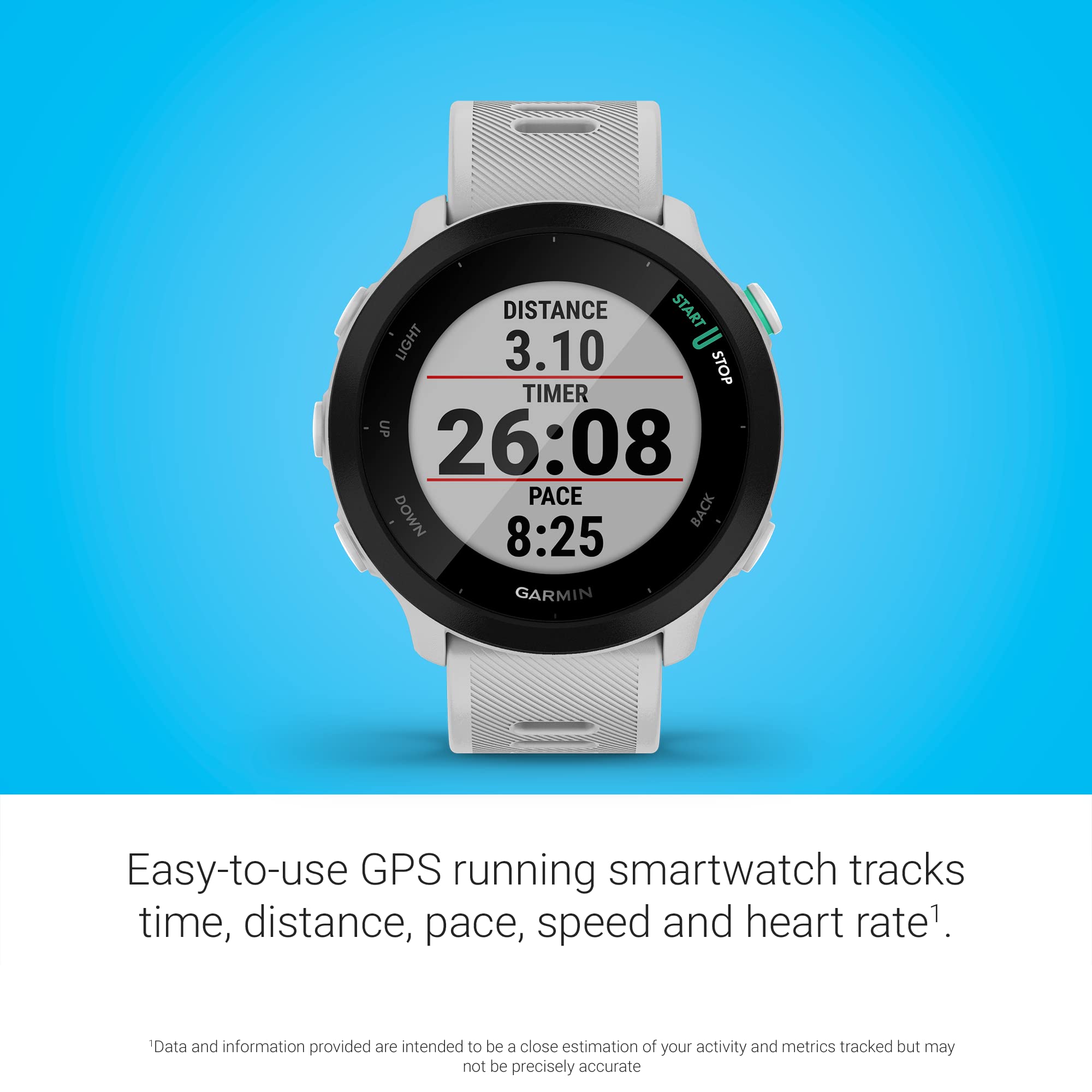 Garmin Forerunner 55, Gps Running Watch With Daily Suggested Workouts, Up To 2 Weeks Of Battery Life, White