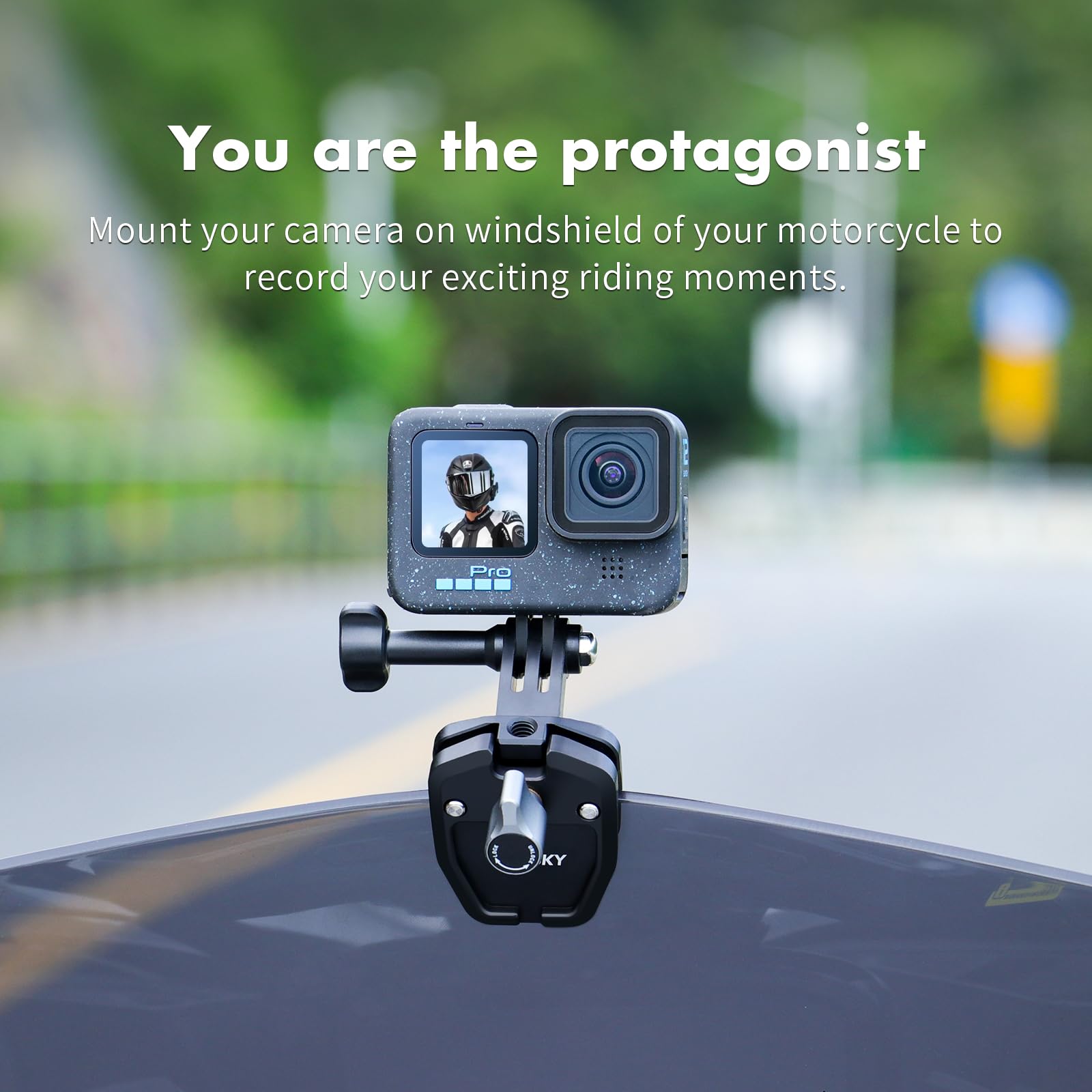 Seasky M1 Motorcycle Motorbike Windscreen Clamp Mount Accessories For Gopro Hero 12 11 10 9 8 7 Dji Action 4 3 2 Compatible With