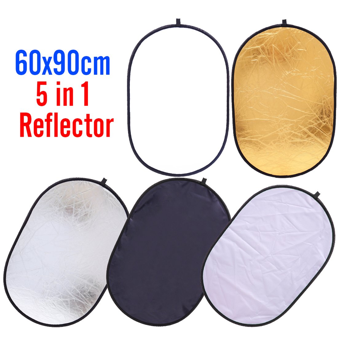 5 In 1 Oval Light Reflector 24 X 35 Inch (60 X 90Cm) Portable Collapsible Photography Studio Photo Camera Lighting Reflectors/Di