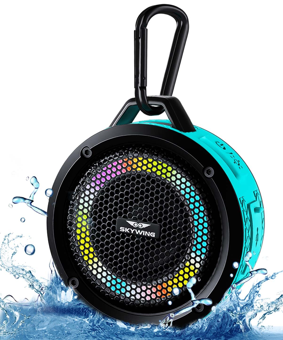Skywing Soundace S6 Ipx7 Waterproof Shower Speaker 5W Bass+ Bluetooth Speaker With Suction Cup Hook Lanyard Rgb Light, Premium M