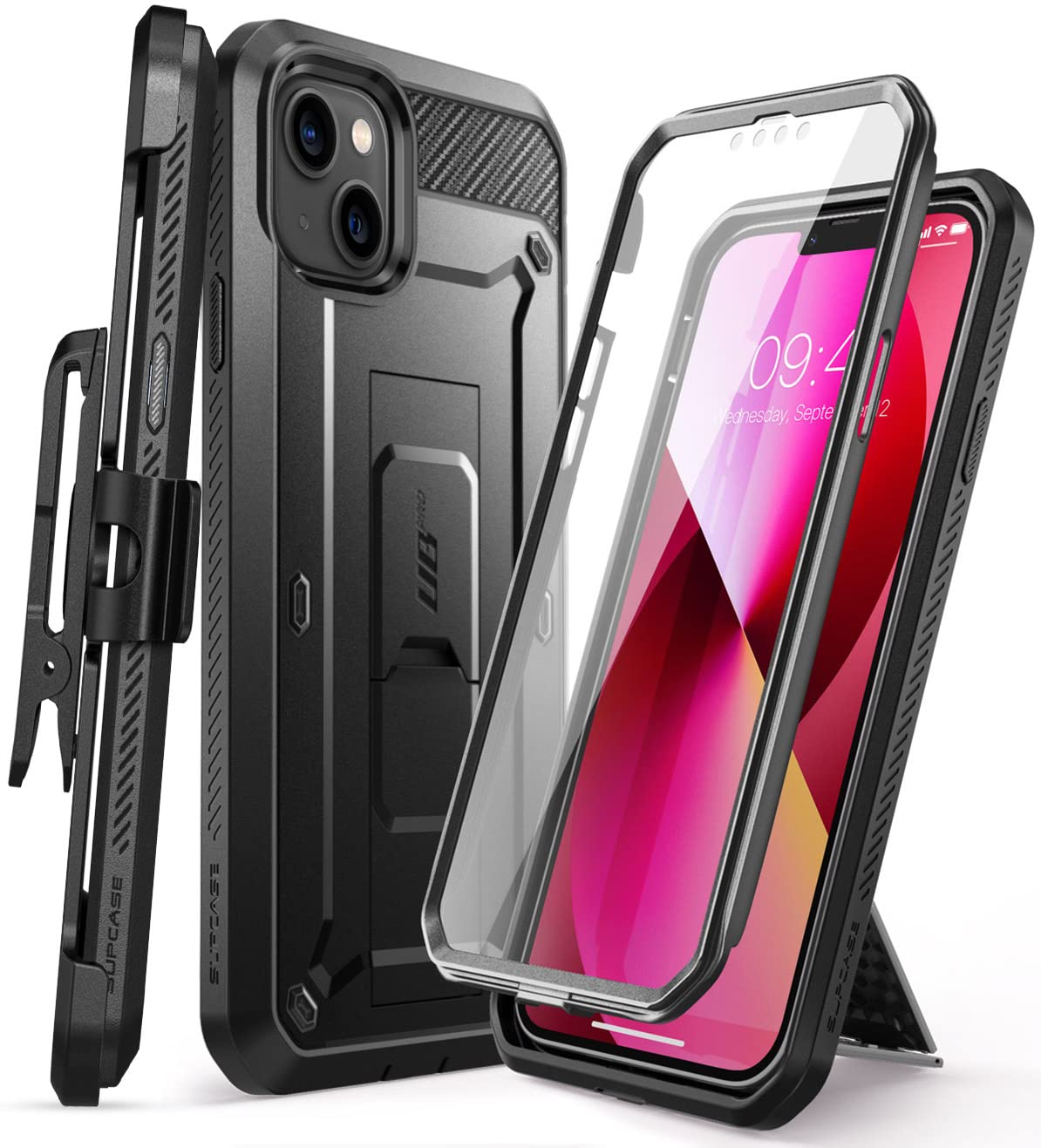 Supcase For Iphone 13 Case With Stand & Belt Clip (Unicorn Beetle Pro), [Built In Screen Protector] [Military Grade Drop Protect