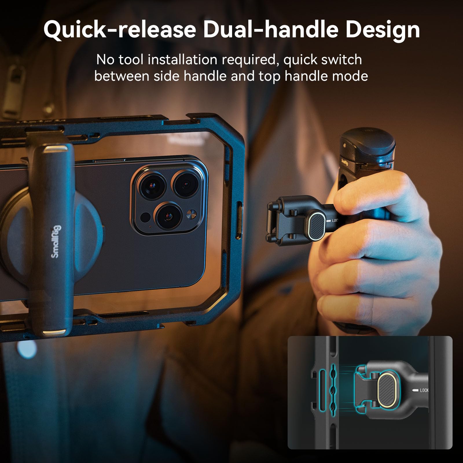 Smallrig Universal Quick Release Phone Cage Kit Basic, Aluminum Smartphone Video Rig Kit With Wireless Control Dual Handles And