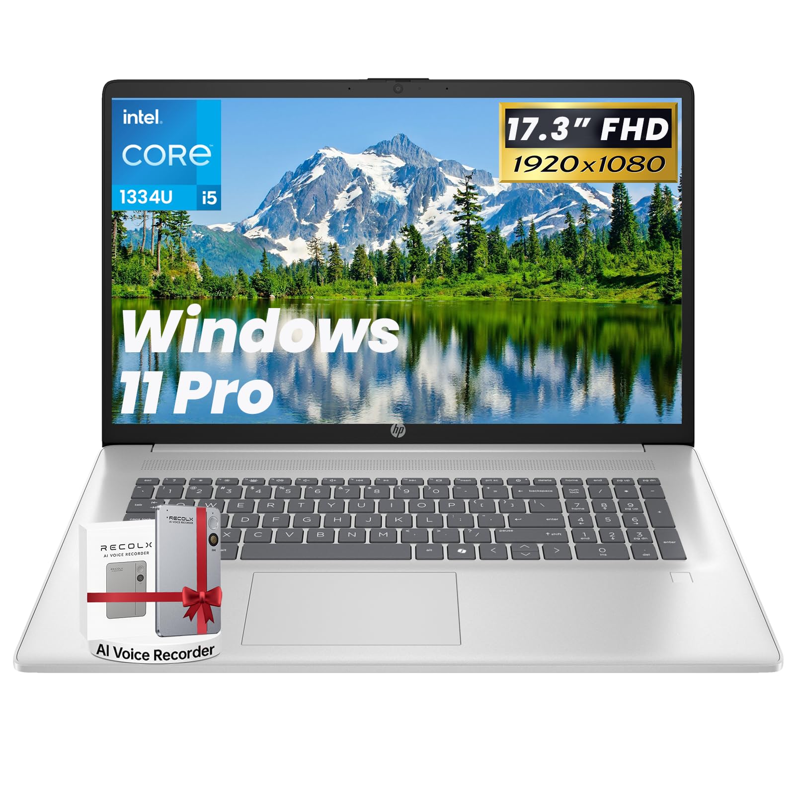 HP 2026 17 Business Laptop, Office 365 for The Web Lifetime, Intel i5-1334U, 17.3 FHD Display, Windows 11 Pro, Backlit KB, Finge