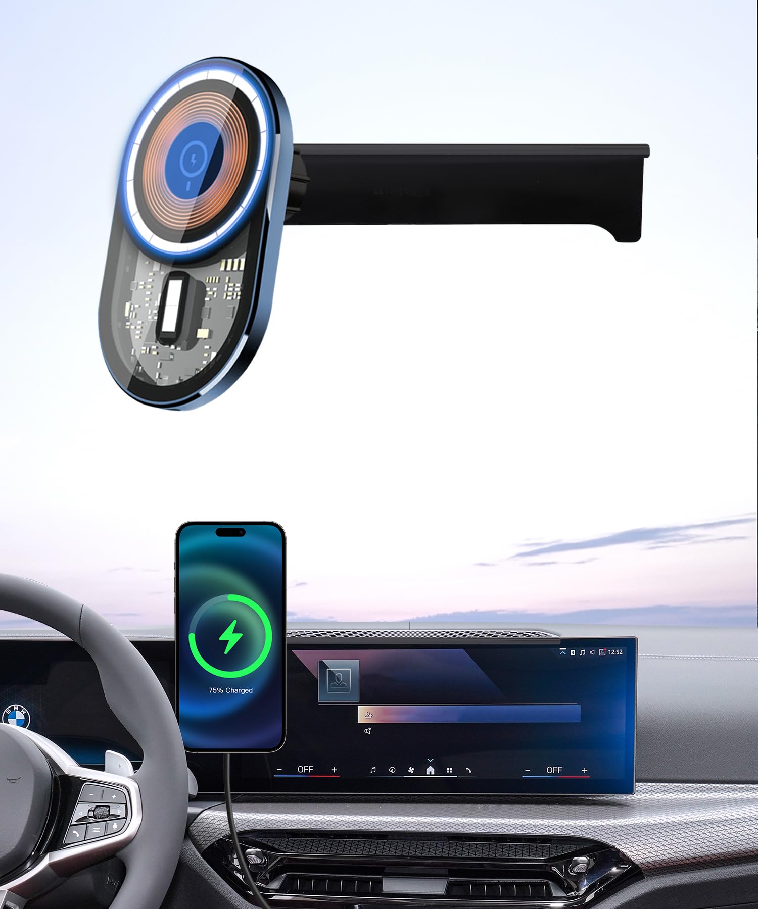 Masergogo Wireless Charging car Phone Holder for 2023-2025 BMW 3 Series /2024 2025 4 Series/2025 2 Series/2022-2025 i4 Accessori