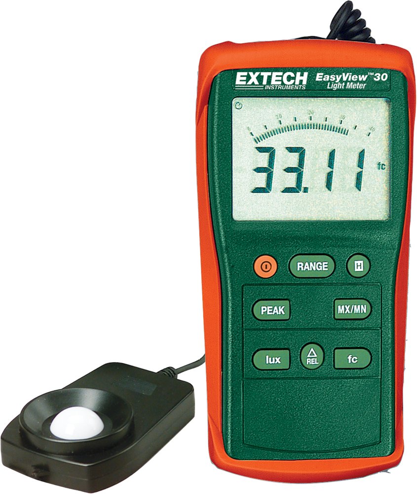 Extech Ea30 Easy View Wide Range Light Meter (40 To 40,000 Foot Candles), Manufacturer Warranty