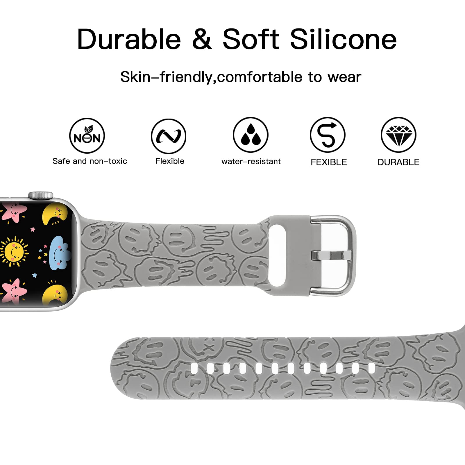 Halloween Floral Engraved Silicone Band Compatible With Apple Watch 38Mm 40Mm 41Mm For Women Men