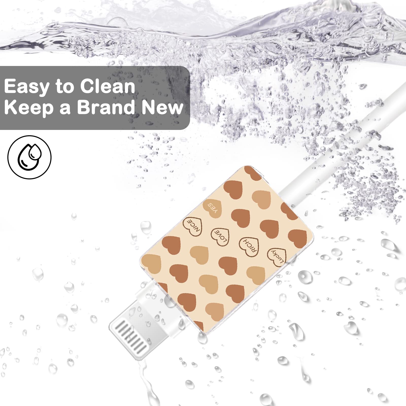 Cute Cartoon Protector For Iphone Charger Kawaii Love Heart Cow Panda Unique Pattern 4 Pcs Set Cable Protector For Women Girls,C