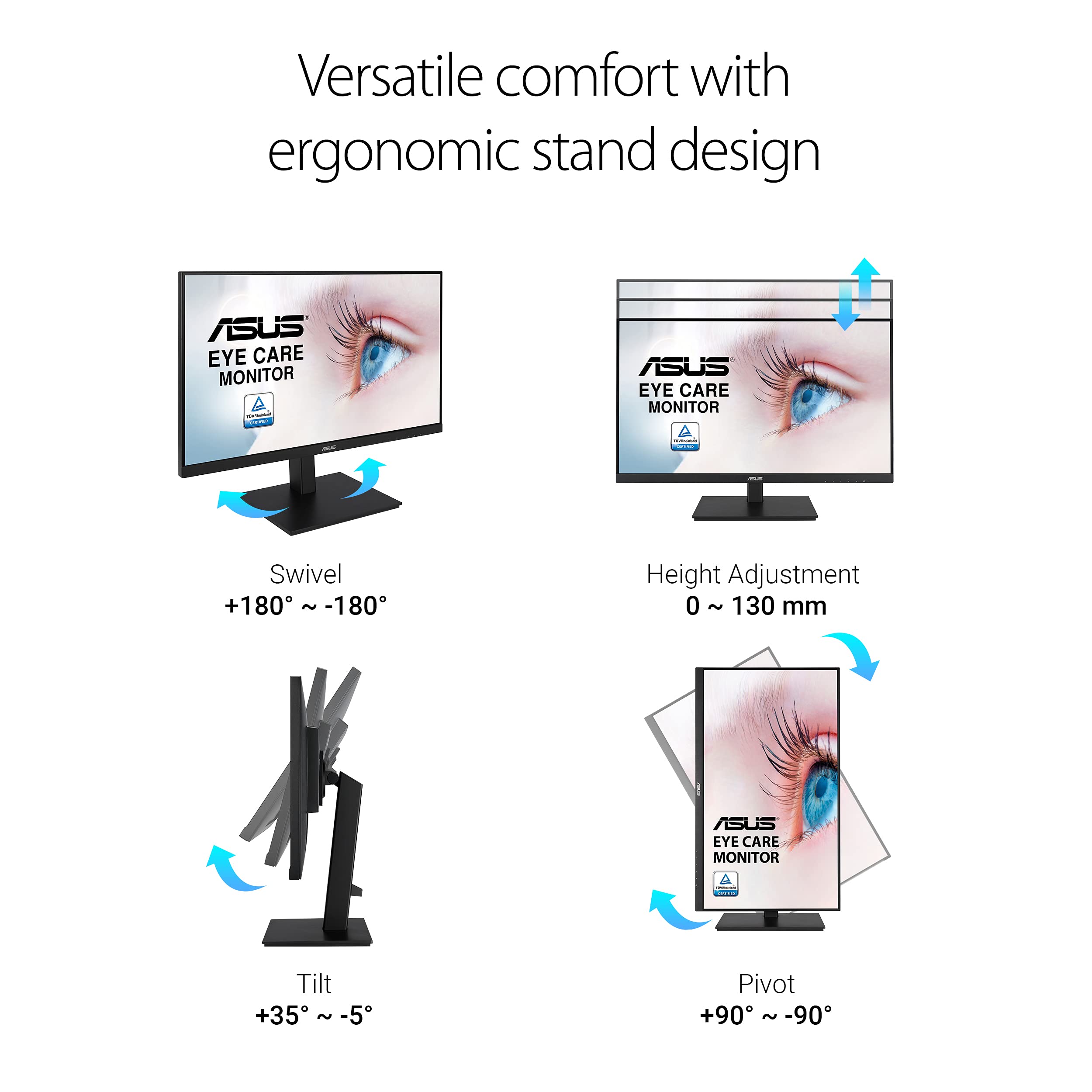 Asus 238A 1080P Monitor (Va24Dqsb)   Full Hd, Ips, 75Hz, Speakers, Adaptive Sync, Low Blue Light, Flicker Free, Vesa Mountable,