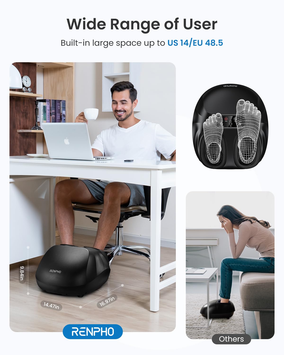 Renpho Foot Massager Machine, Fsa Hsa Eligible Shiatsu Foot Massager For Neuropathy, Plantar Fasciitis Massager, Deep Kneading F