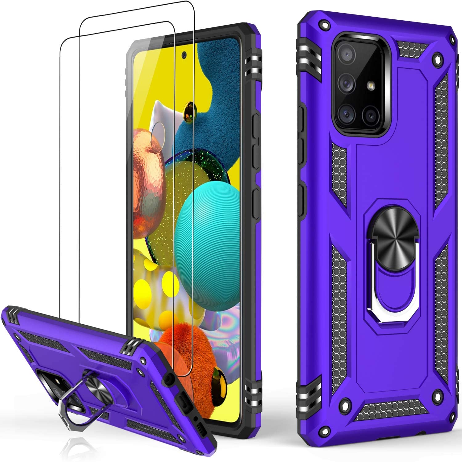 Lumarke Galaxy A51 5G Case,Pass 16Ft. Drop Tested Military Grade Cover With Magnetic Ring Kickstand Compatible With Car Mount Ho