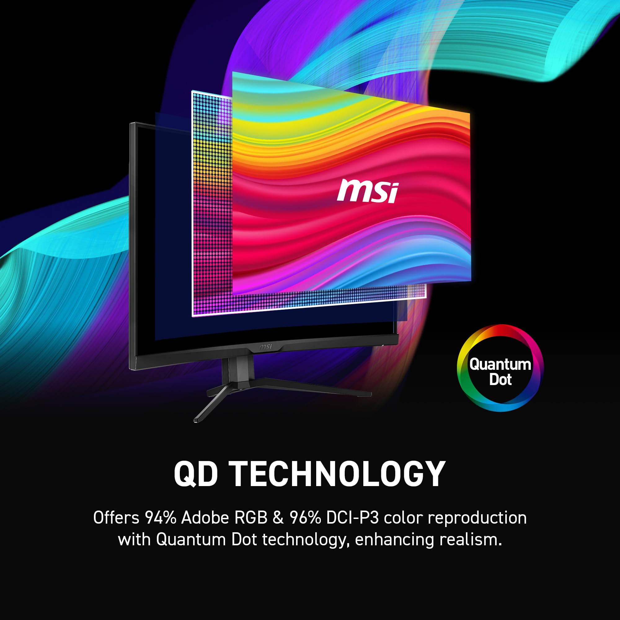 Msi Mag275Cqrf Qd, 27 Gaming Monitor, 2560 X 1440 (Qhd) Rapid Va With Quantum Dot, 1 Ms, 170Hz, Freesync Premium, Hdr Ready, 100