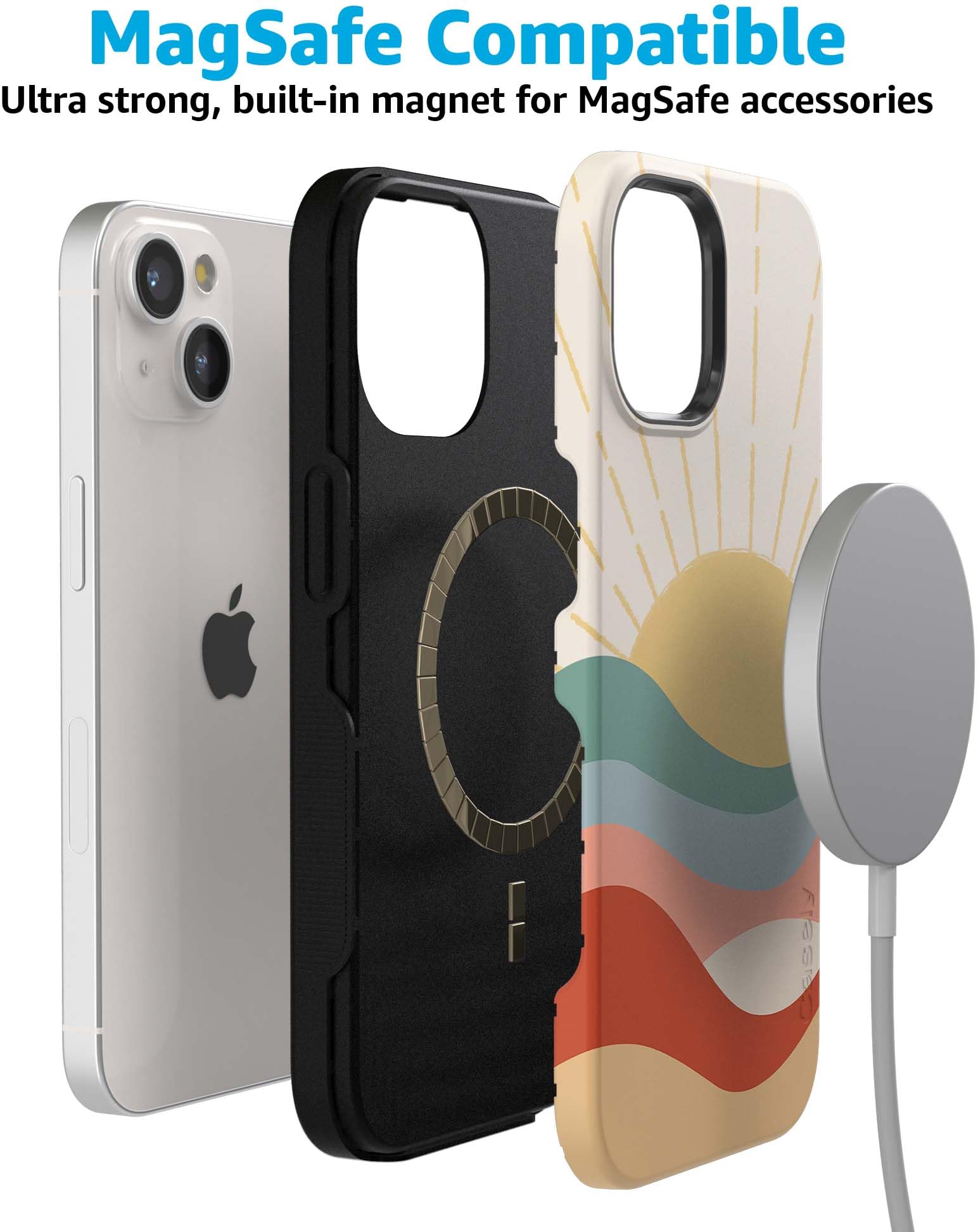 Casely Iphone 14 Case | Here Comes The Sun | Cute Colorblock Sunset | Compatible With Magsafe | Bold Protective Design