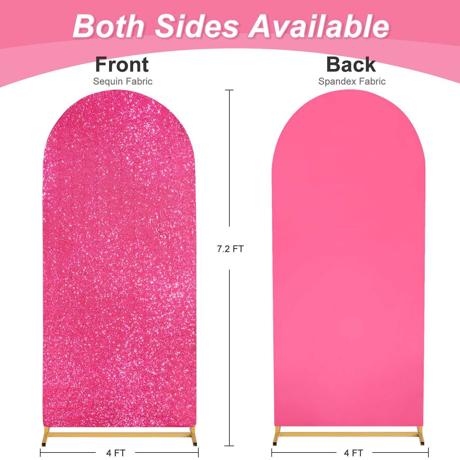 Fuchsia Wedding Arch Cover 7.2Ft Sequin Arch Backdrop Covers Spandex Fitted Covers For Party Ceremony Bridal Shower Decoration