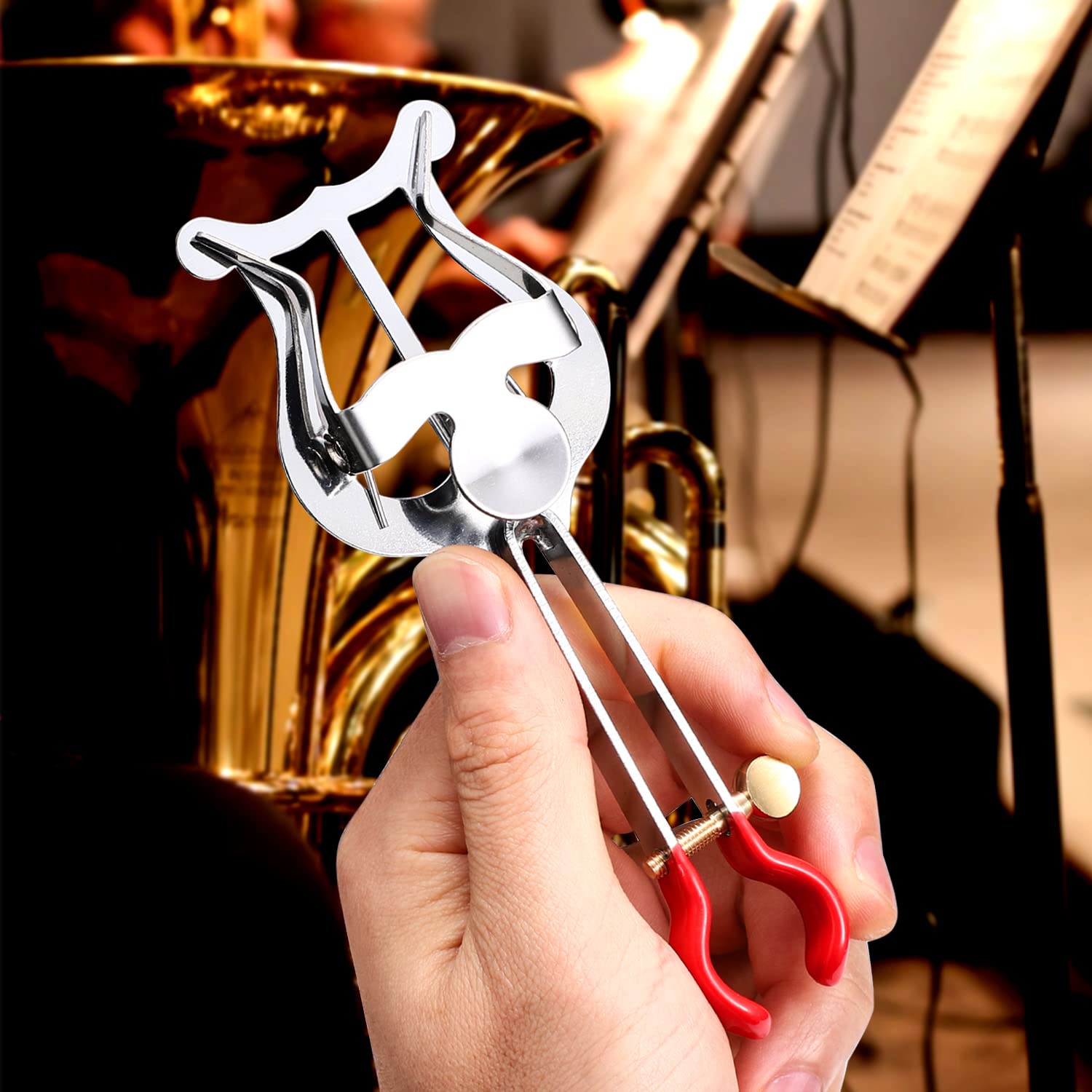 Facmogu Trumpet Lyre Instrument Accessories, Lightweight Trumpet Lyre Sheet Music Clip Marching Music Clip Silver Lyre For Trump