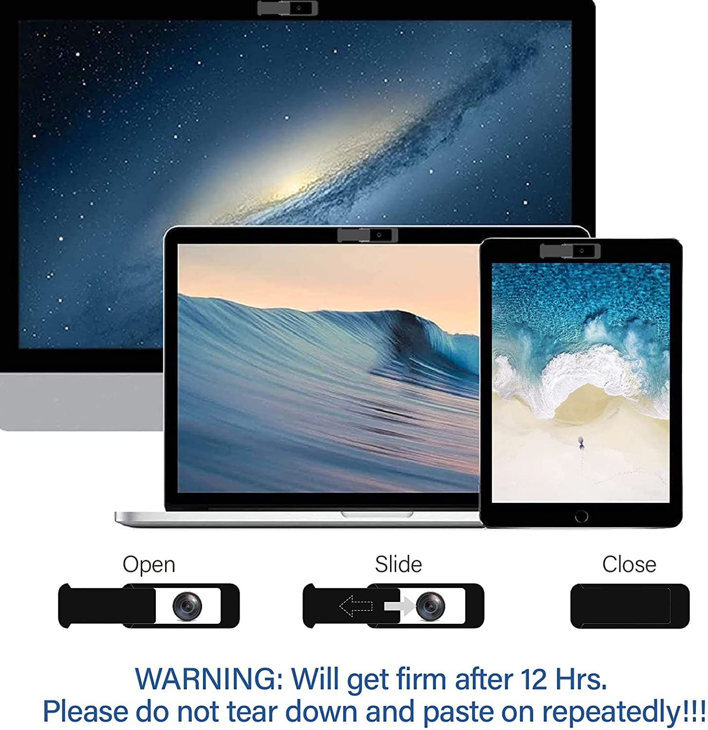 Shinyfx Webcam Cover Slide, 4 Pack Privacy Security Cover, Large Size For Laptop Desktop Pc Web Camera, Ultra Thin Privacy Shelt