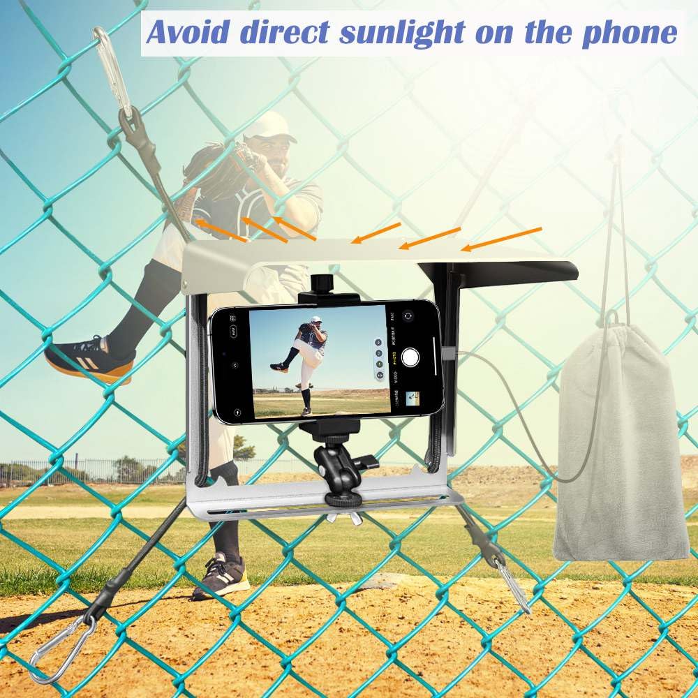 Bumove Phone Fence Mount With Shade, Fence Phones Holder For Iphone, Mevo Start, Gopro And Other Action Cameras, Perfect For Rec