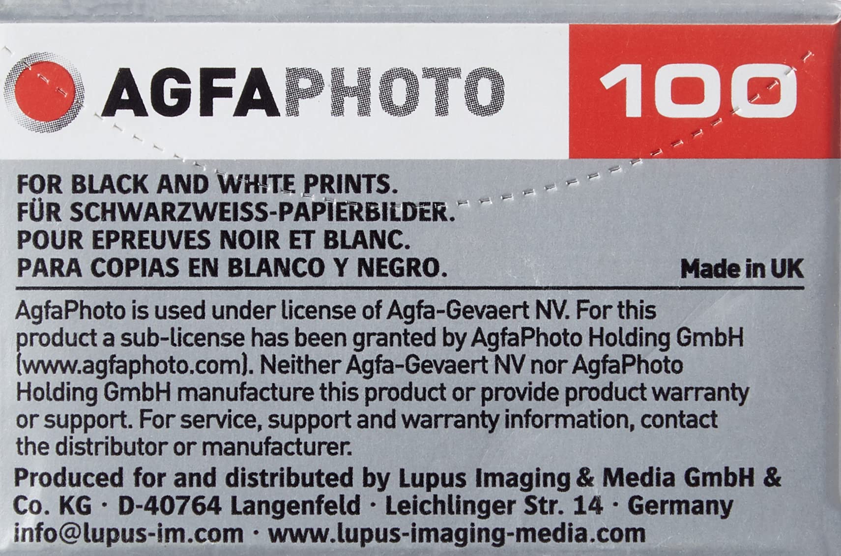 Agfaphoto 6A1360 Apx Pan 100 135/36 Film