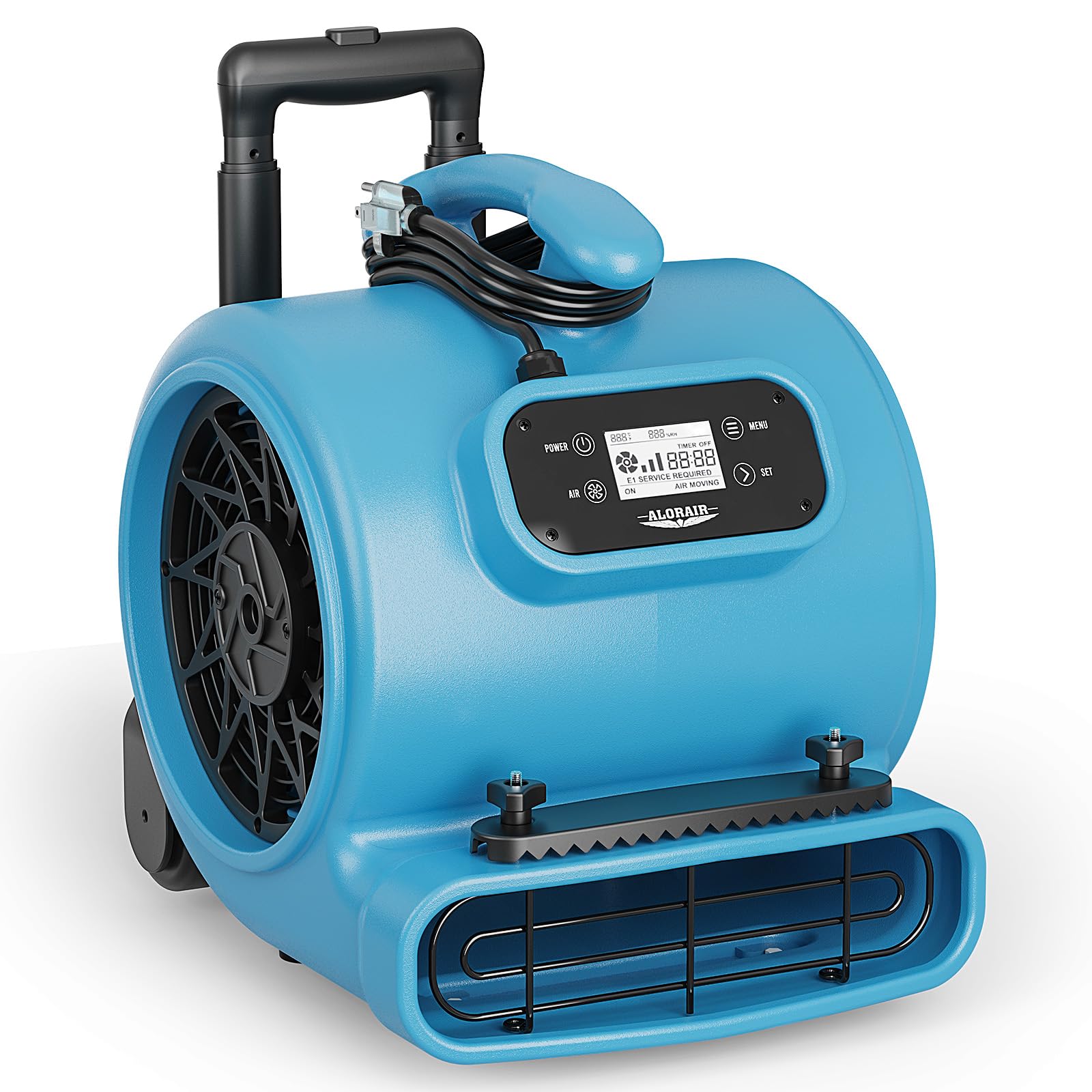 ALORAIR 1/3 HP 2000 CFM Air Mover Blower Fan for Industrial, Floor Drying Fan, Carpet Dryer - 18 Timer, Handle Wheelkit, Digital