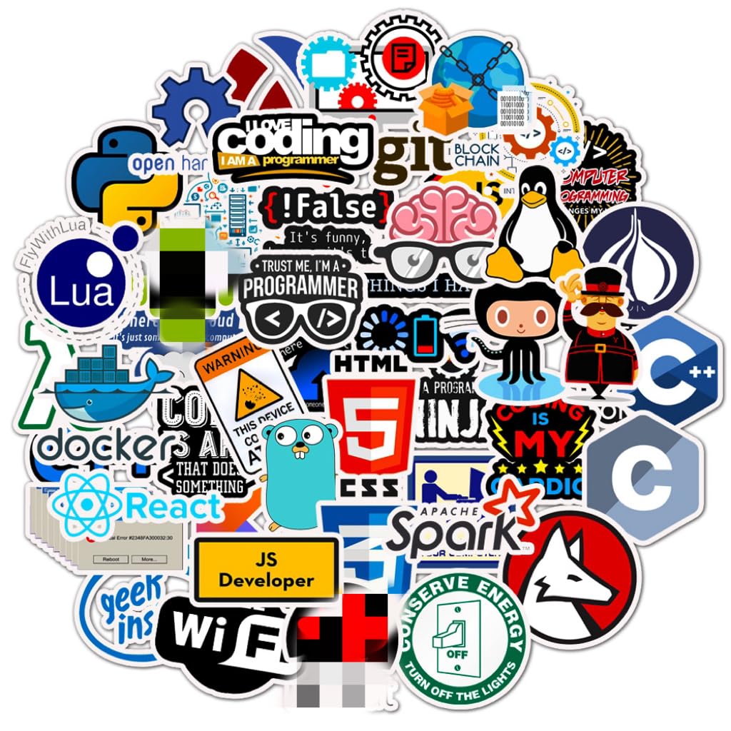 Tuqiso Programming Stickers For Developers, Coders, Programmers, Hackers, Geeks, And Engineers,Developper Stickers For Laptop (5