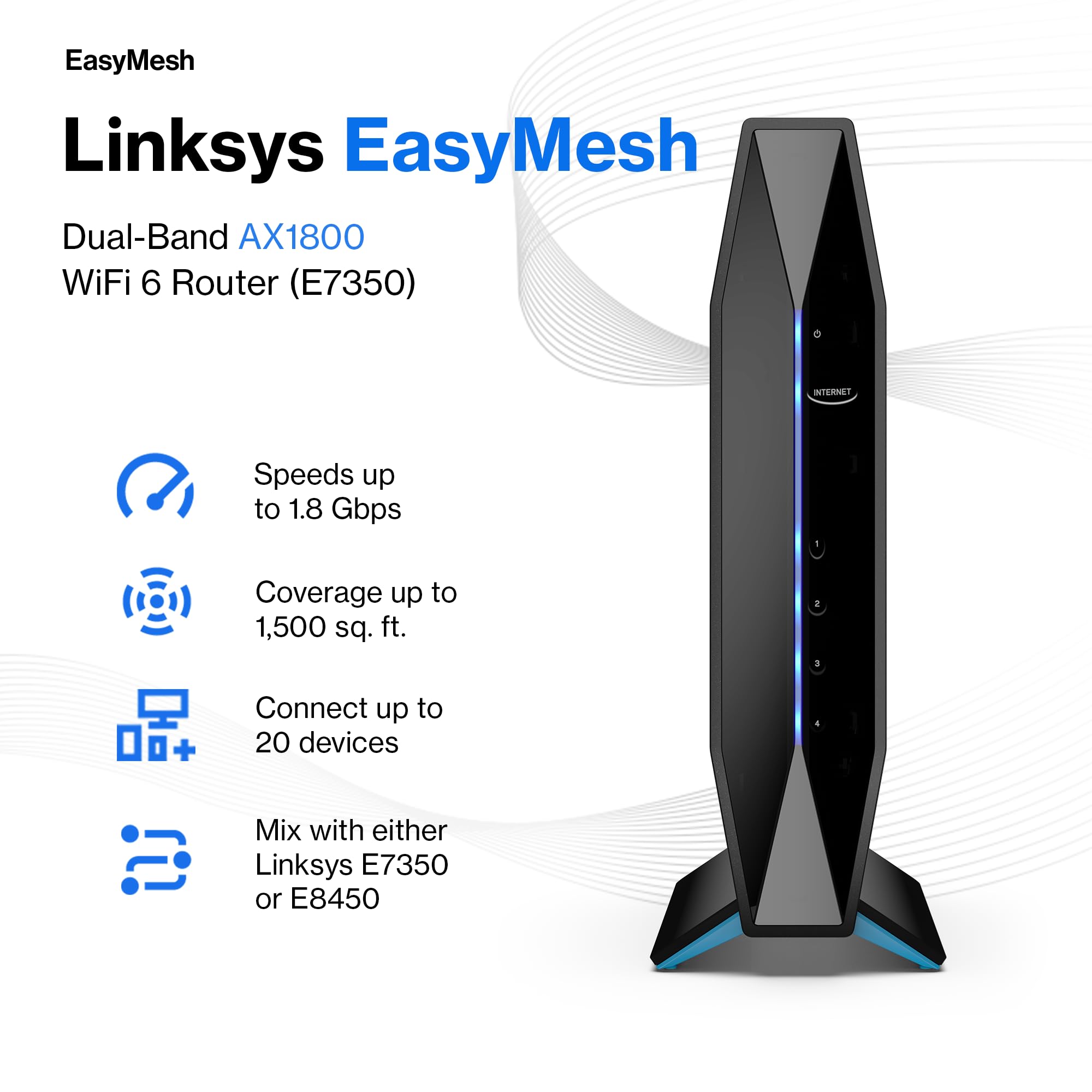Linksys Ax1800 Wi Fi 6 Router Home Networking Dual Band Wireless Ax Gigabit Wifi Router Speeds Up To 1.8 Gbps And Coverage Up To